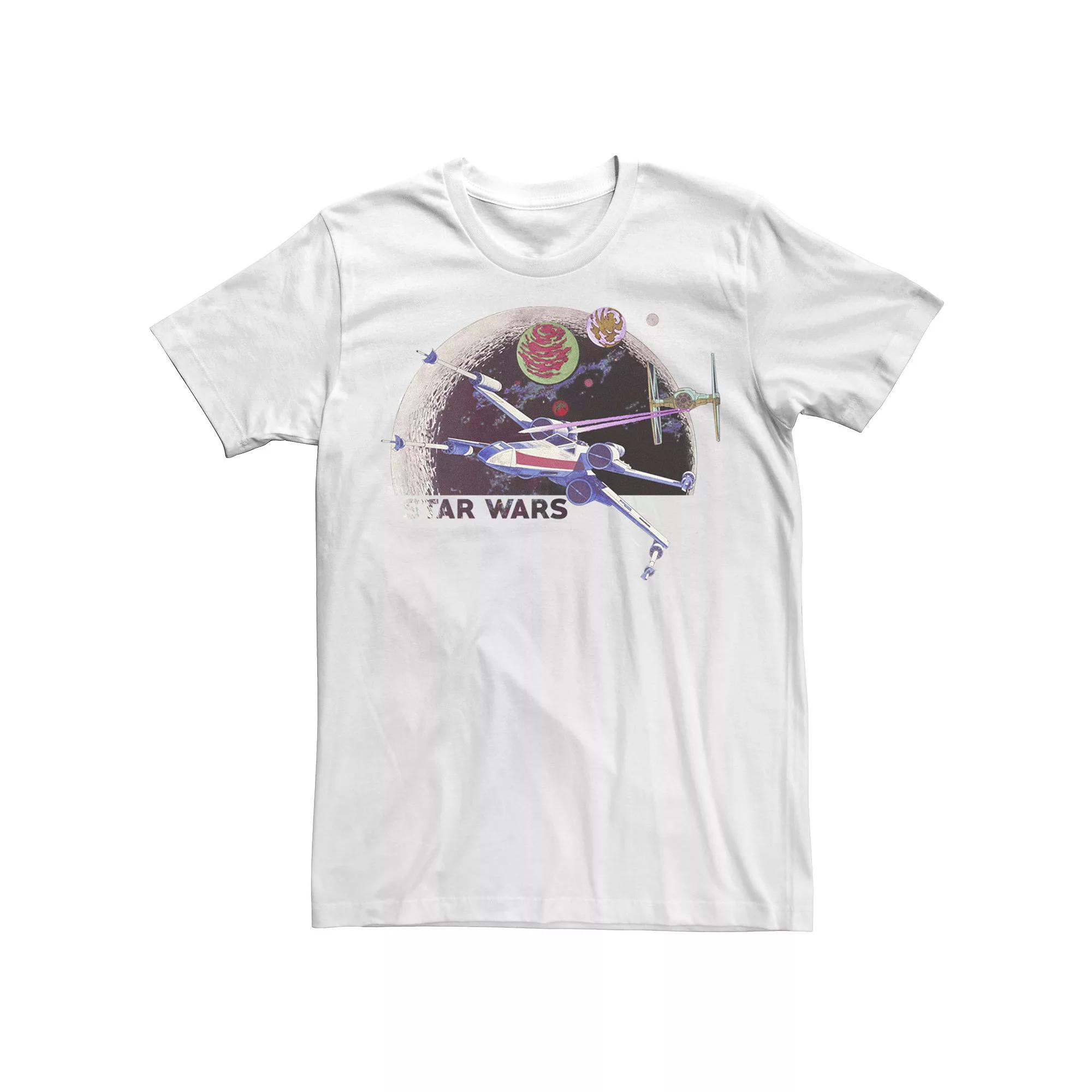 Men's Star Wars X-Wing Chased By Tie Fighter Retro Planet Tee,  Product Image