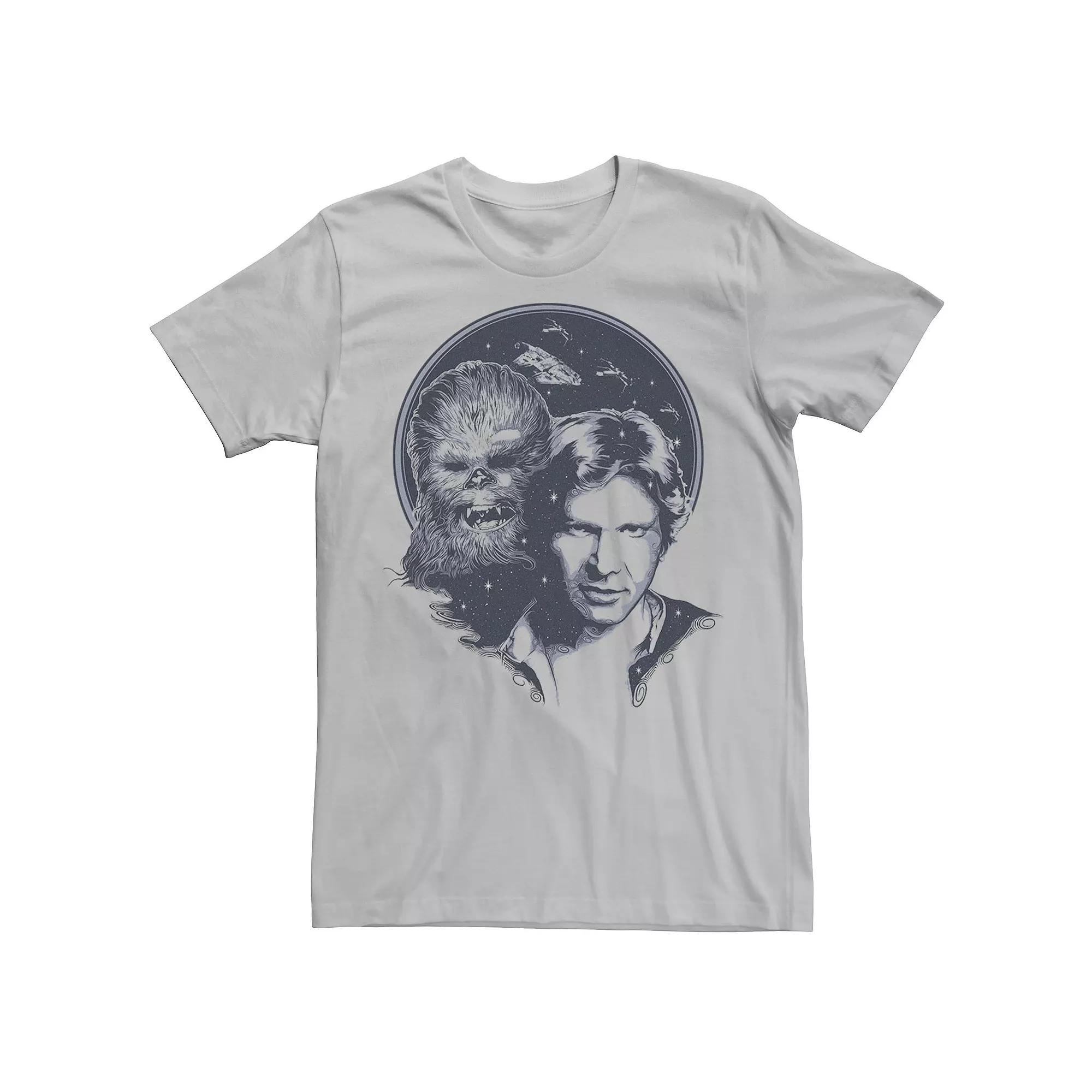 Men's Star Wars Han Solo and Chewbacca Retro Blues Portrait Tee,  Product Image