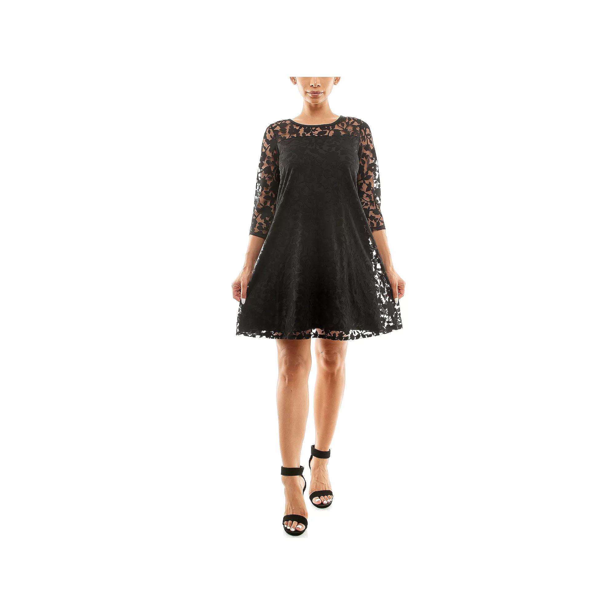 Women's Nina Leonard Burnout Trapeze Dress,  Product Image
