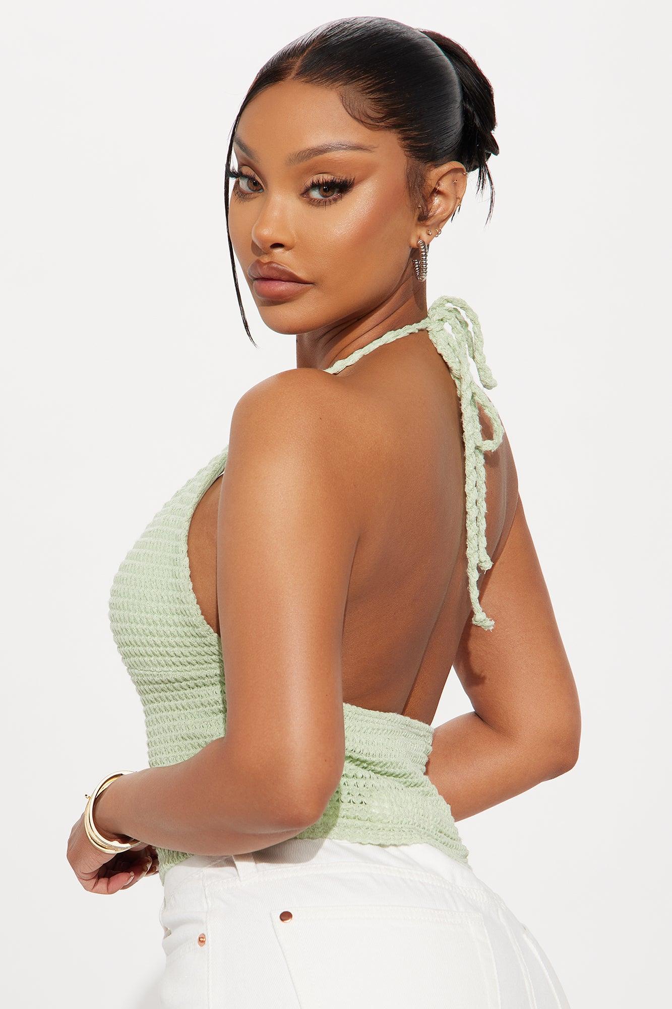 Beachside Halter Top - Sage Female Product Image