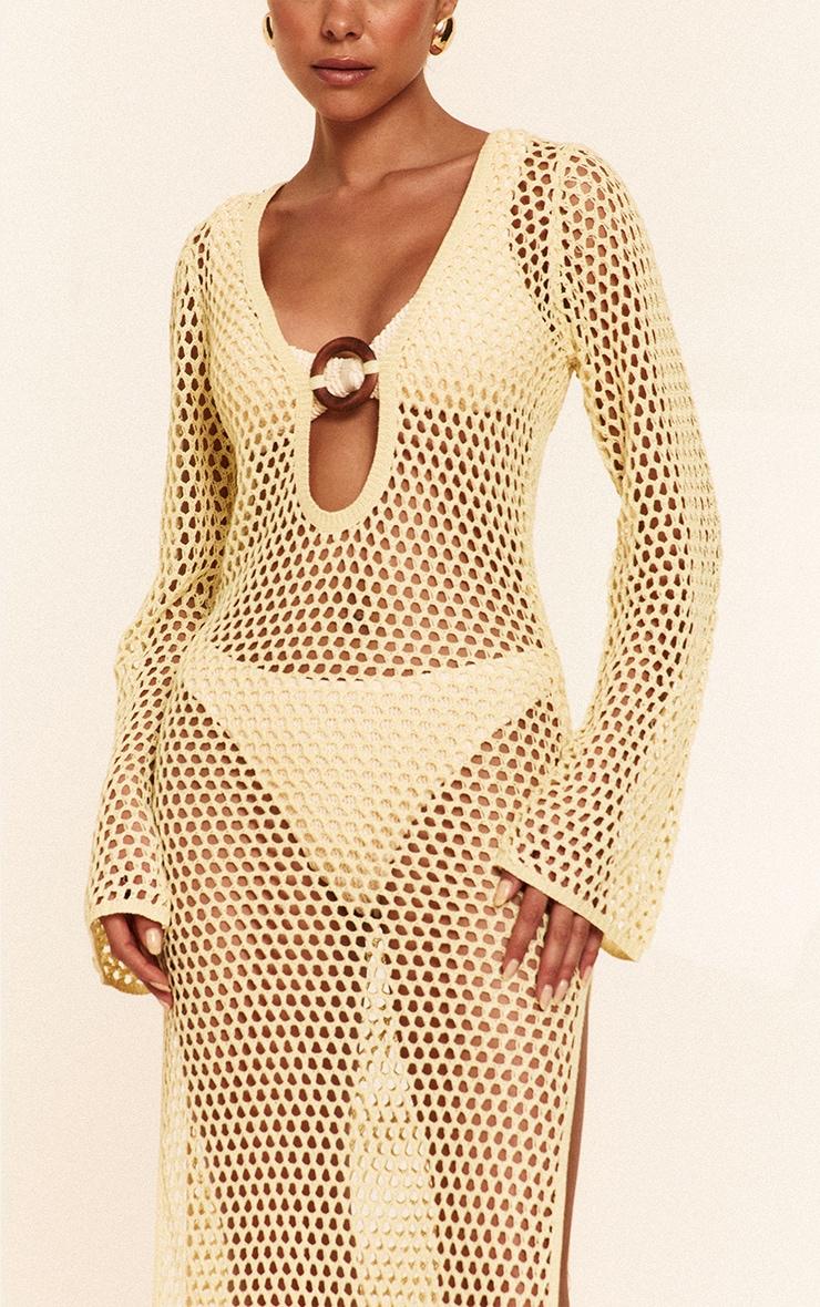 Cream Crochet O Ring Maxi Beach Dress Product Image
