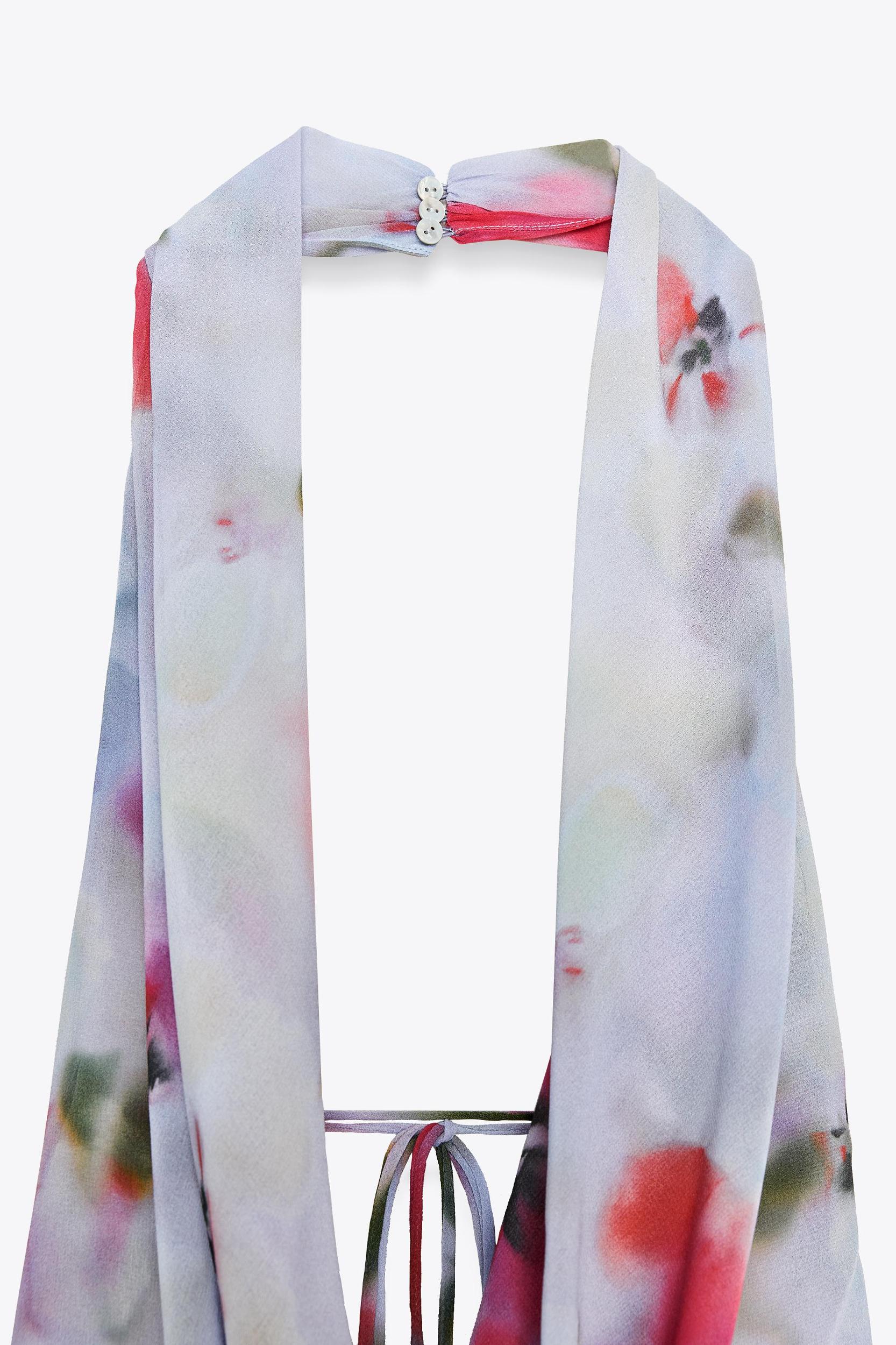 PRINTED MIDI HALTER DRESS Product Image