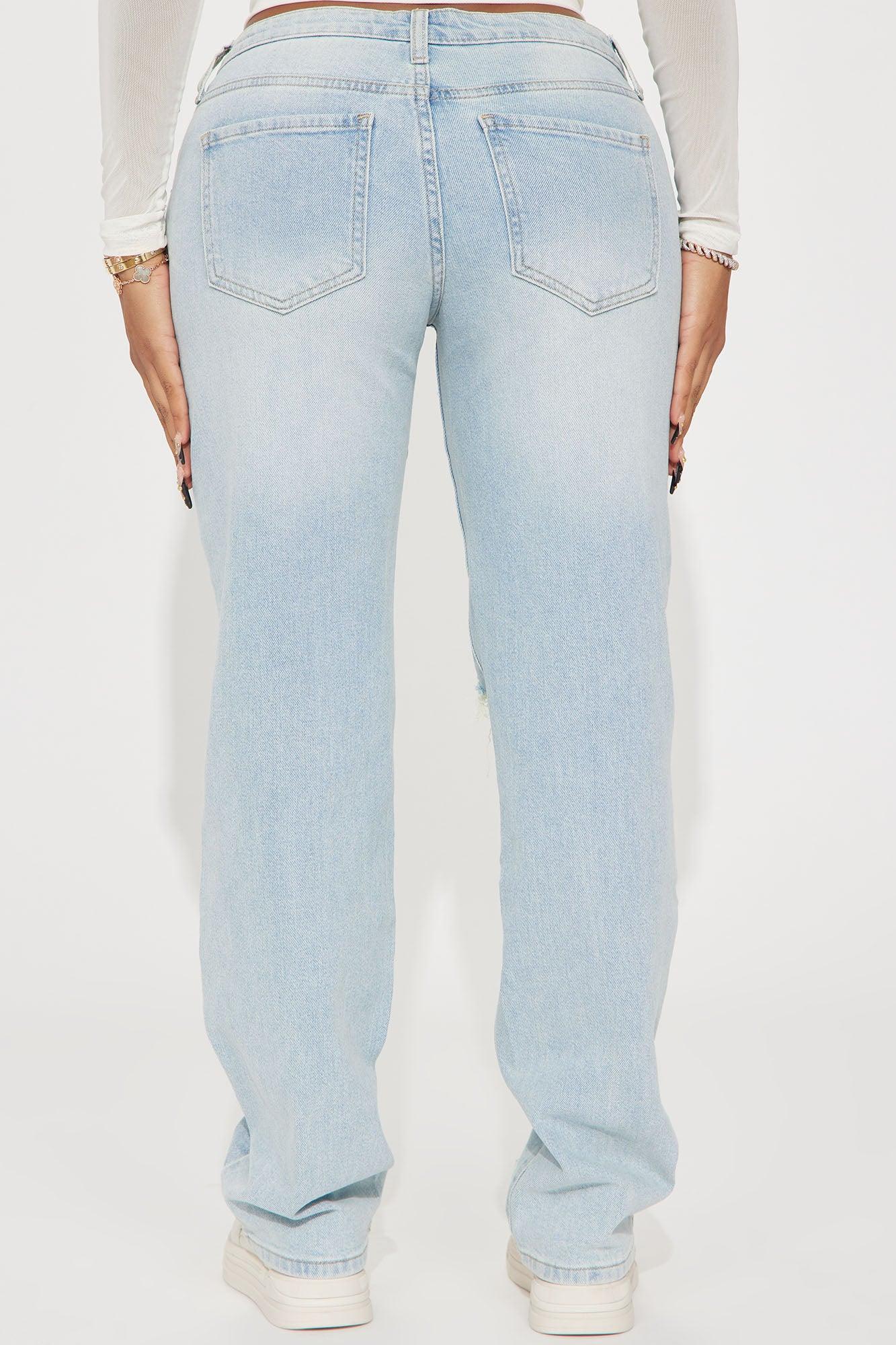 Off The Hook Ripped Straight Leg Jeans - Light Wash Product Image