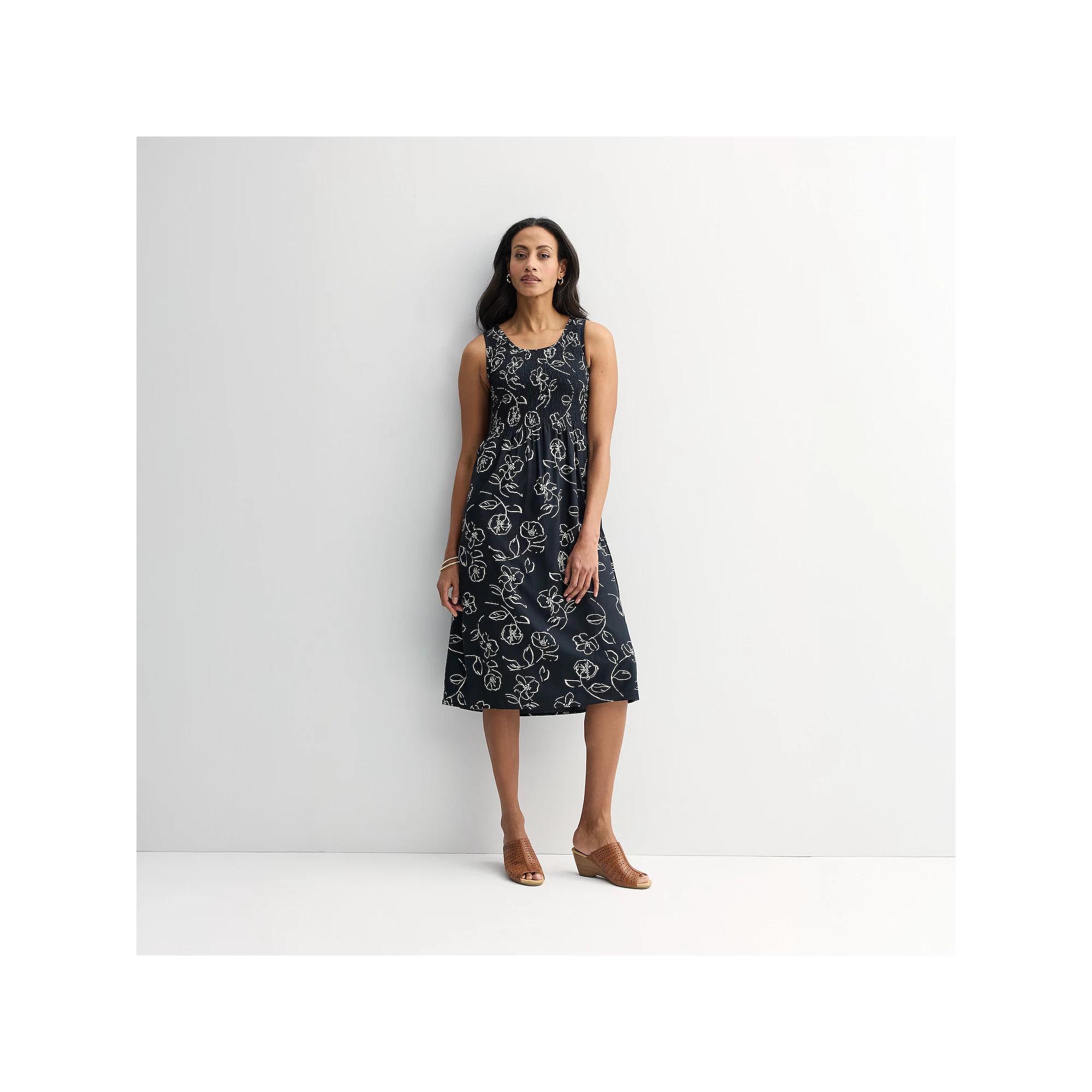 Petite Croft & Barrow® Smocked Midi Dress, Women's,  Product Image