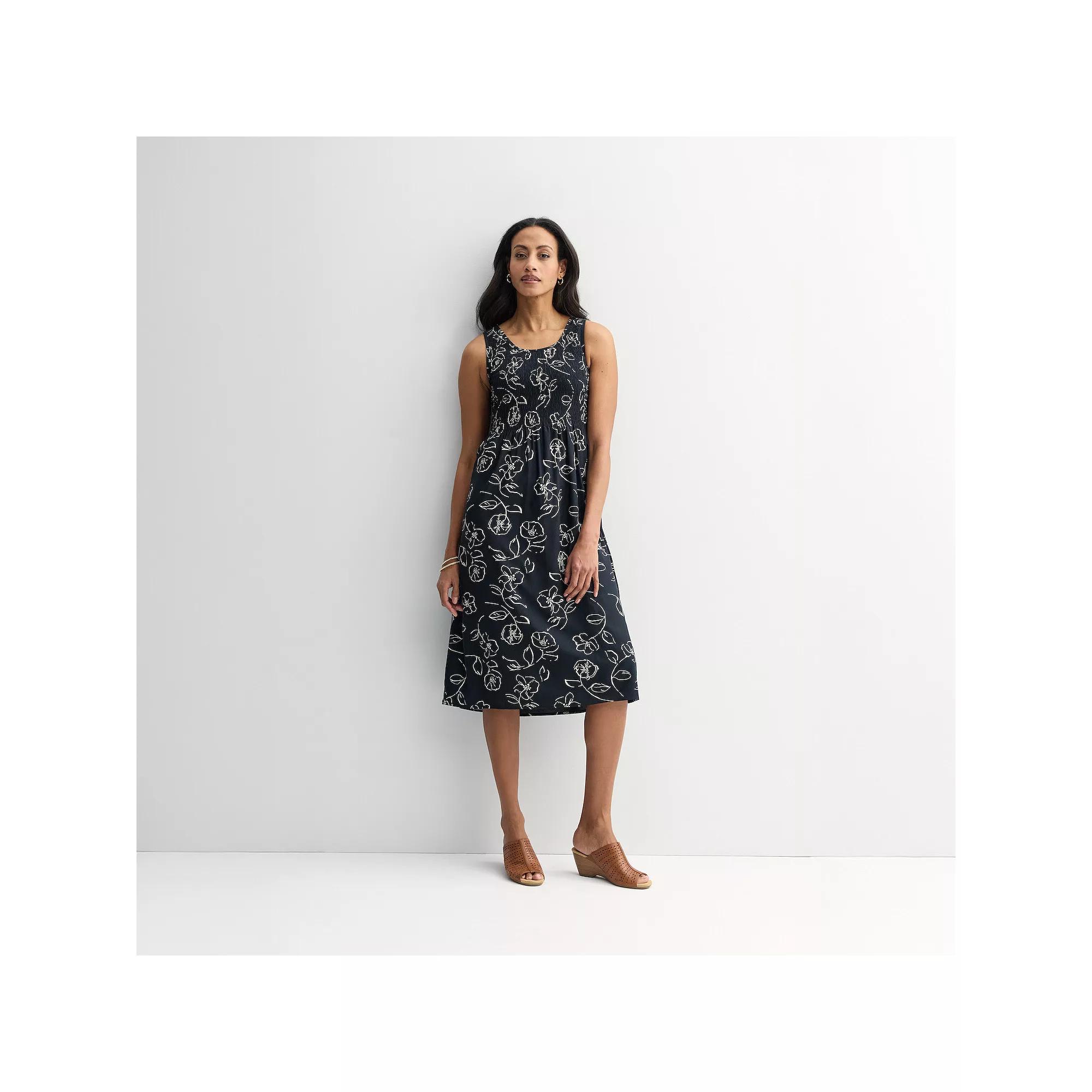 Petite Croft & Barrow® Smocked Midi Dress, Women's,  Product Image