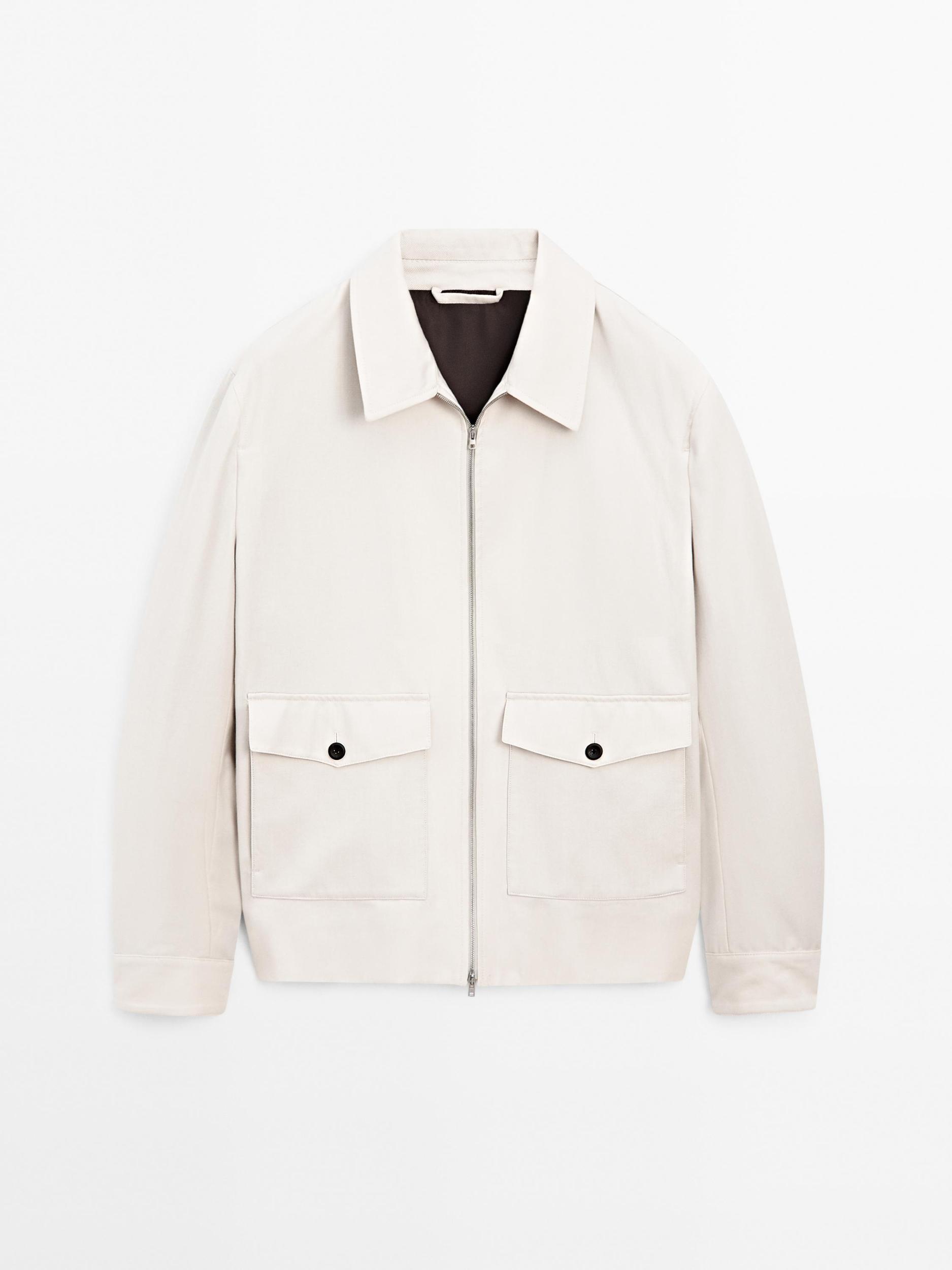 Wool and cotton blend jacket with pockets Product Image