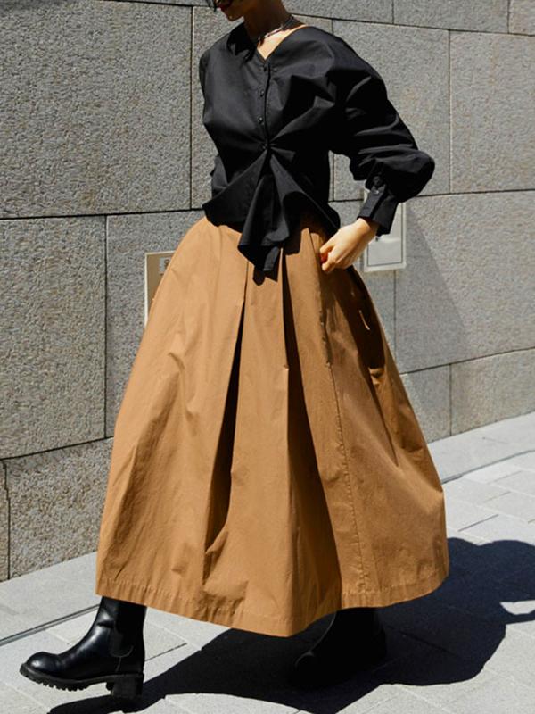 A-Line Loose Solid Color Skirts Bottoms Product Image
