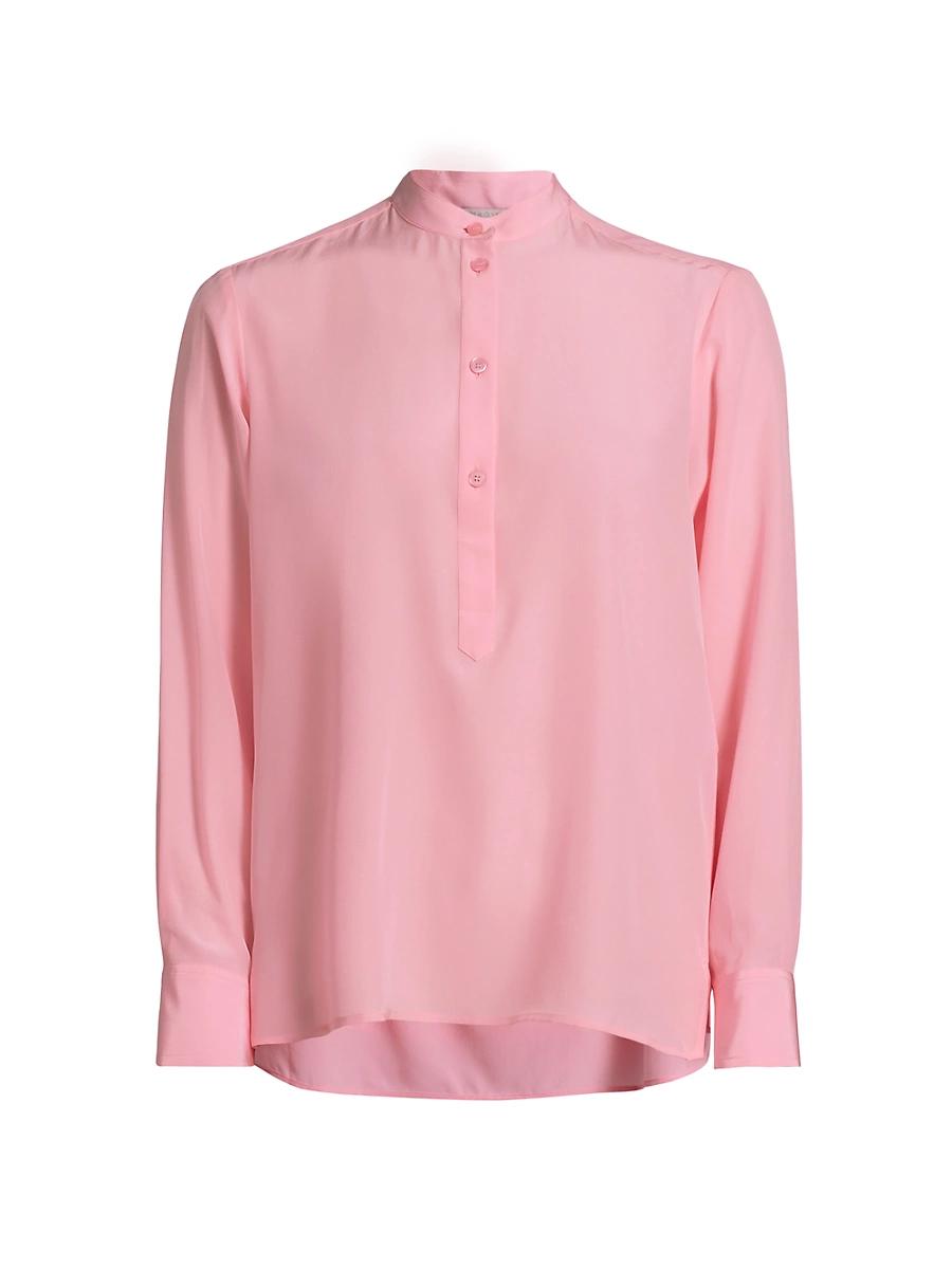 Womens Iconic Silk Half-Button Shirt Product Image