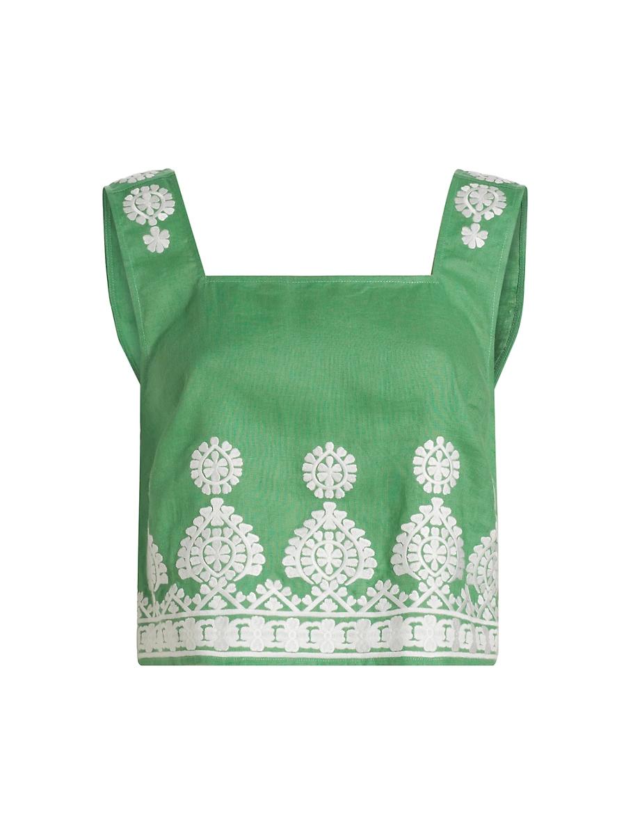 Womens Isabelle Embroidered Boxy Crop Top Product Image