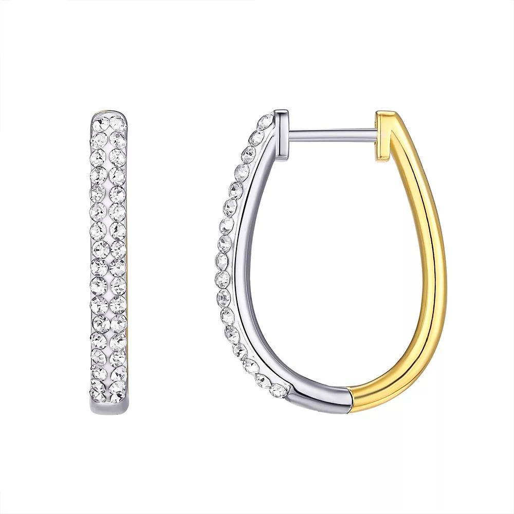Chrystina Two-Tone Crystal Oval Hinge Hoop Earrings, Women's, Two Tone Product Image