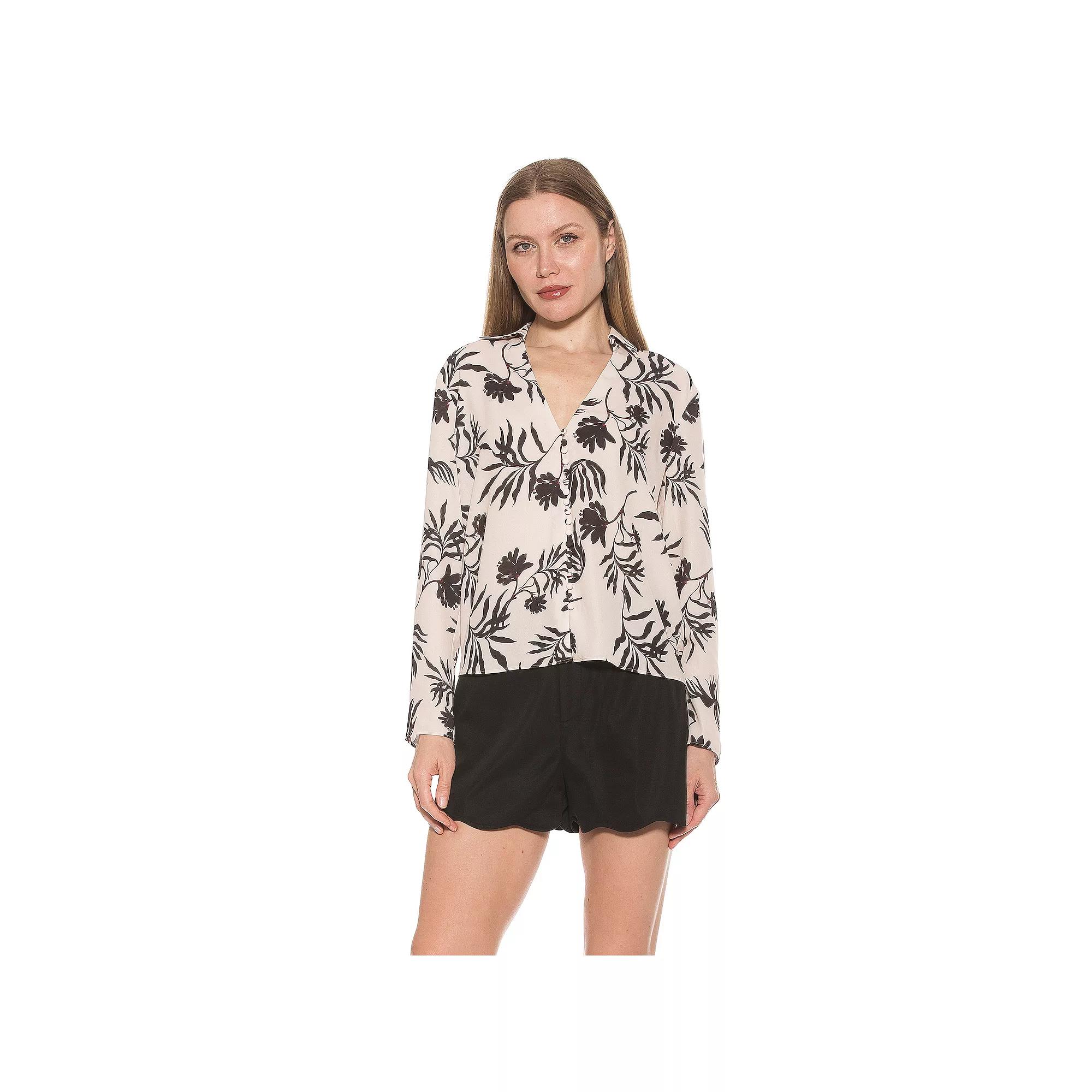 Women's ALEXIA ADMOR Lori Long Sleeve V-Neck Shirt,  Product Image
