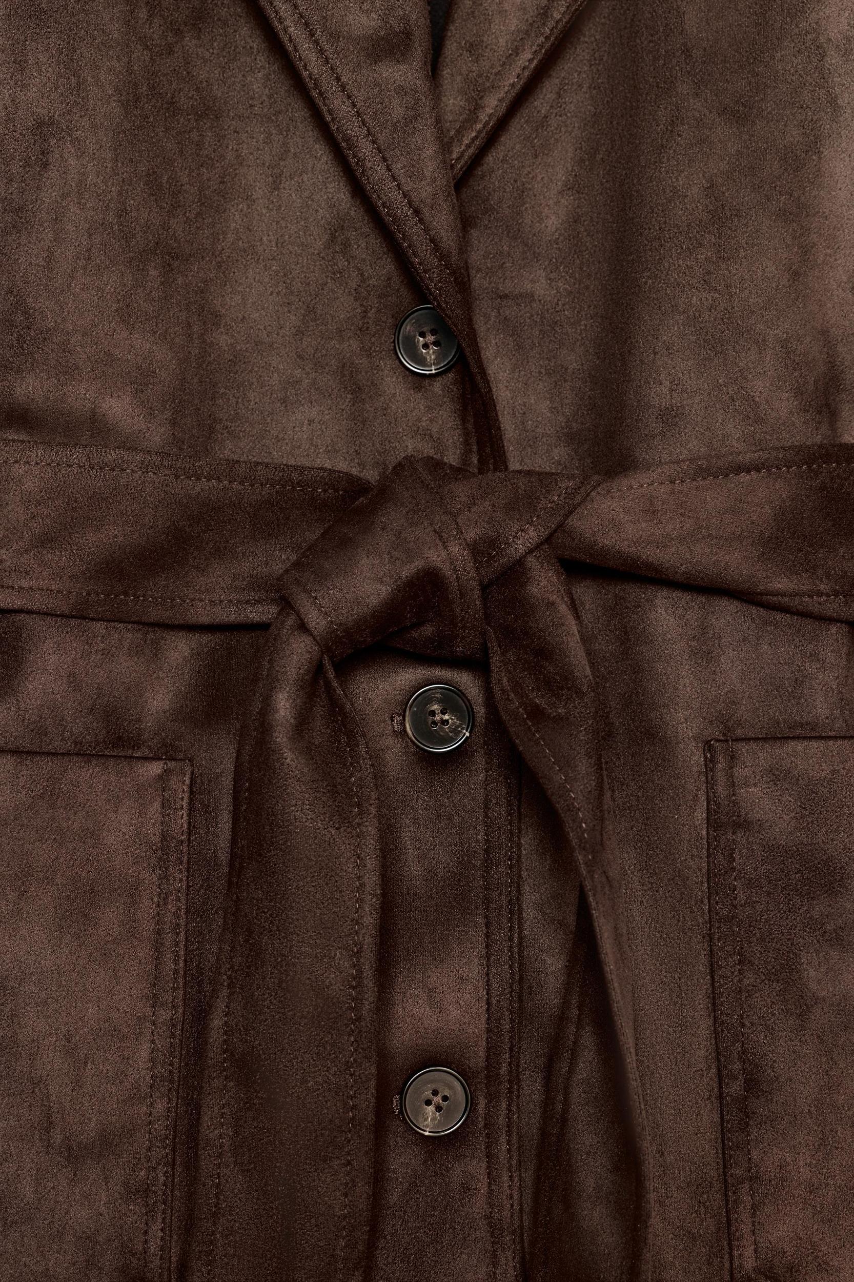 FAUX SUEDE BELTED JACKET Product Image
