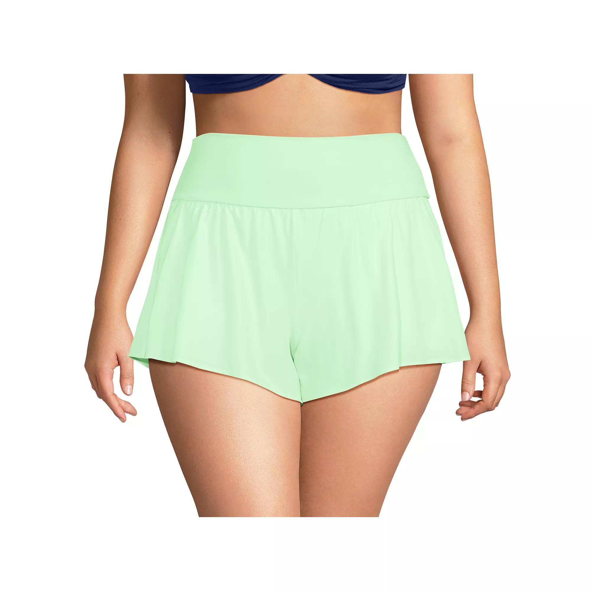 Plus Size Lands' End Pinchless Flutter Swim Shorts with Panty, Women's, Size: 26 W, Orange Mist Product Image
