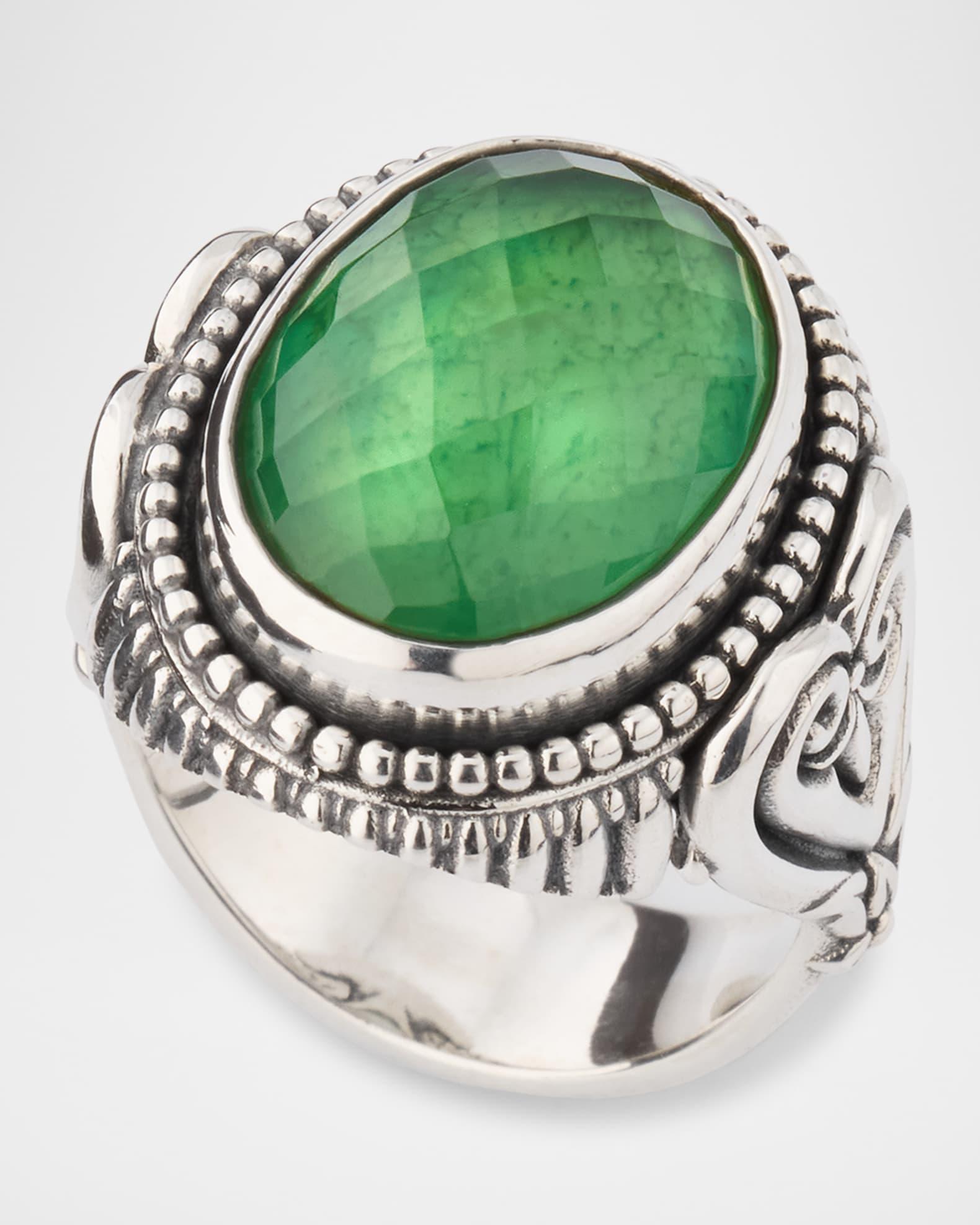 Ivy Rock Crystal, Aventurine and MOP Triplet Statement Ring Product Image