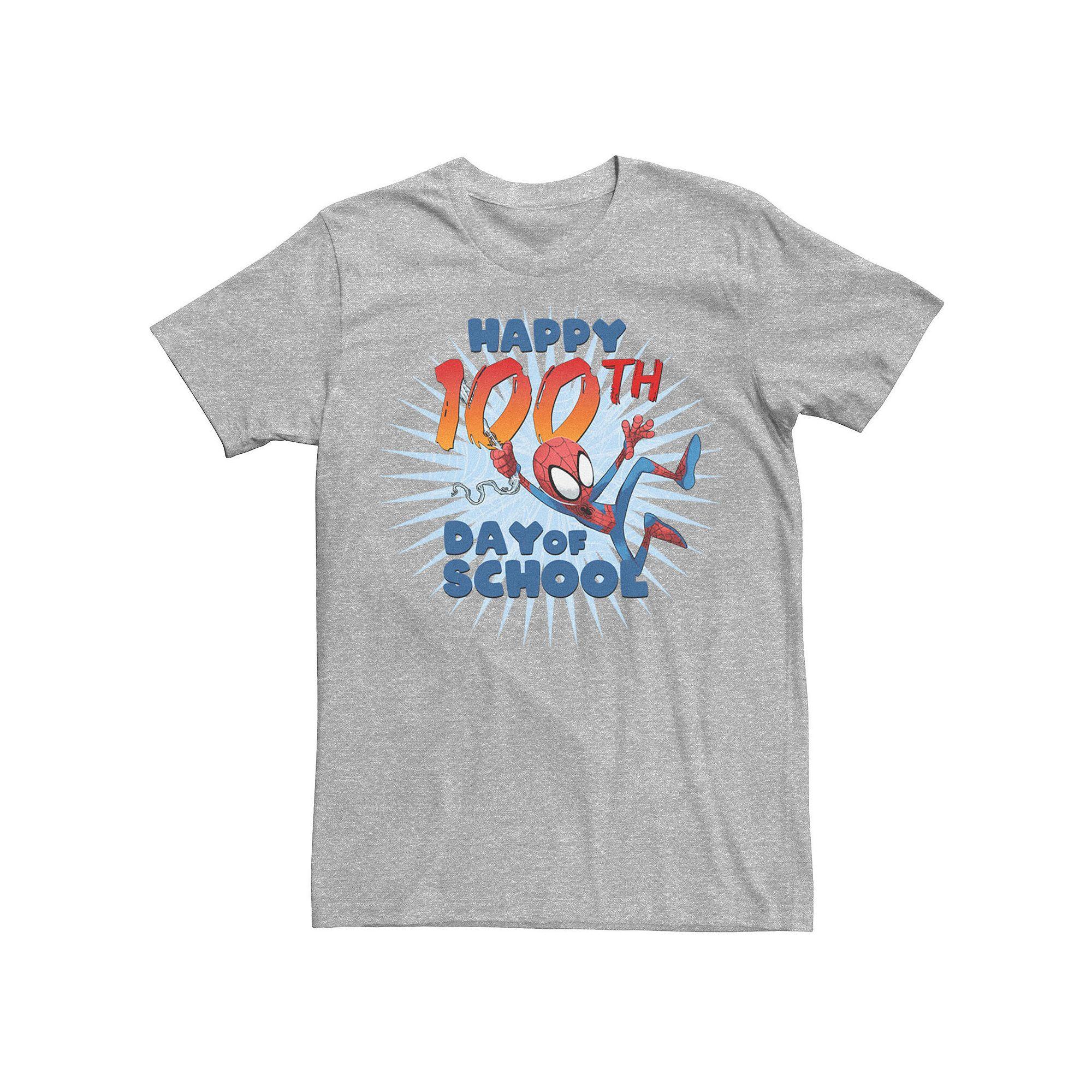 Men's Marvel Spider-Man 100th Day Of School Text Tee, Size: Small, Athletic Grey Product Image