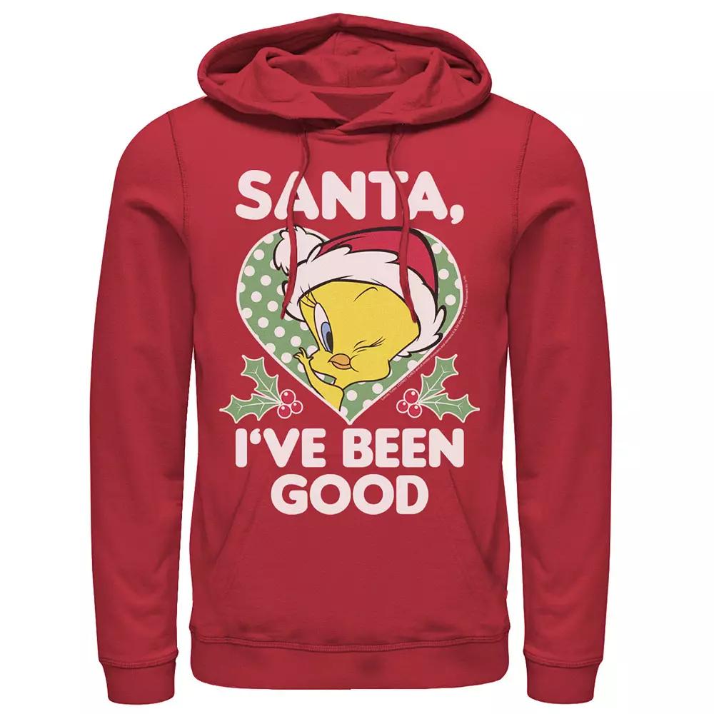 Men's Looney Tunes Christmas Tweety Santa I've Been Good Hoodie, Size: Large, Red Product Image
