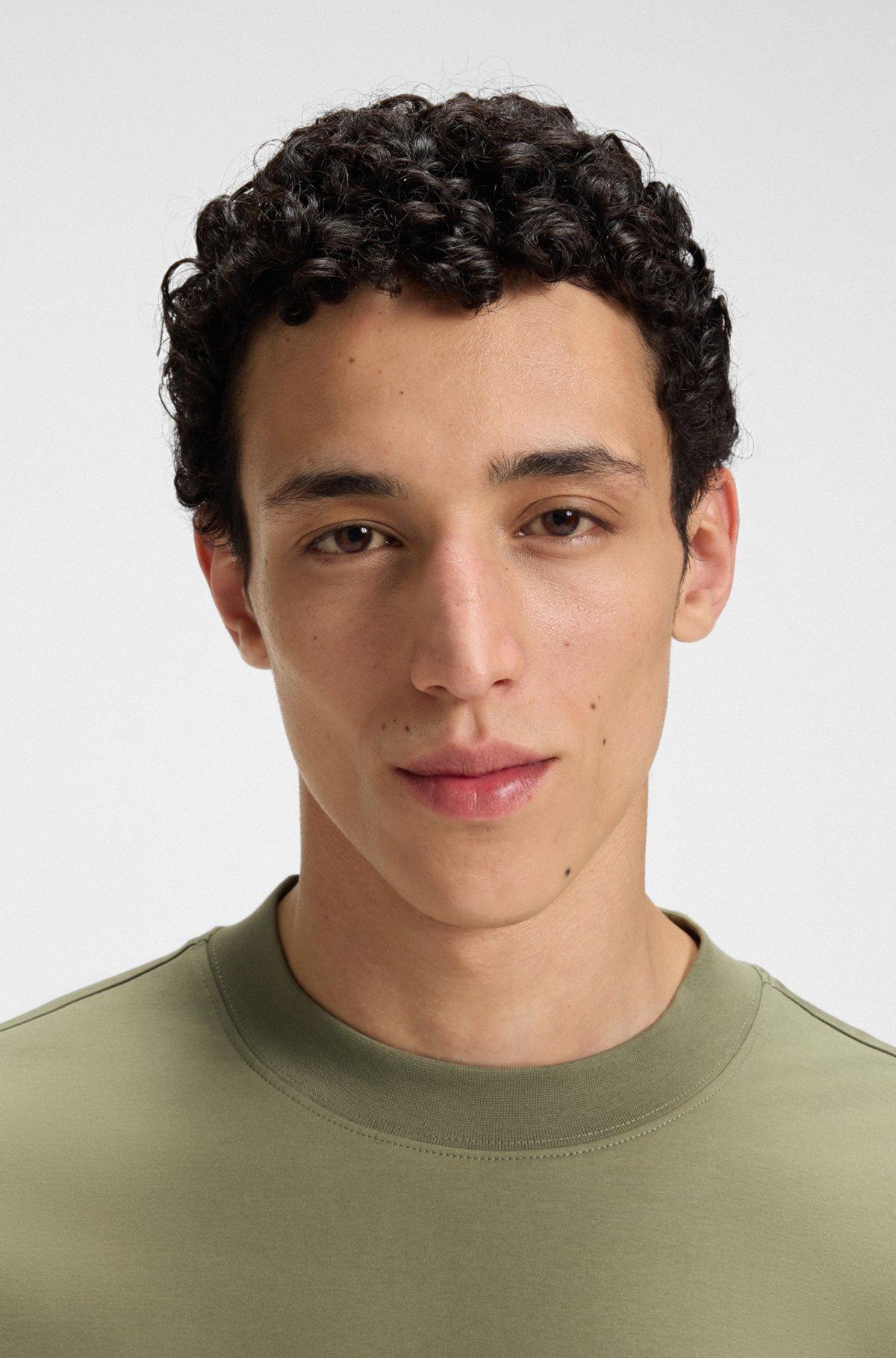 BOSS - Relaxed-fit long-sleeved T-shirt in mercerized cotton - Green Product Image