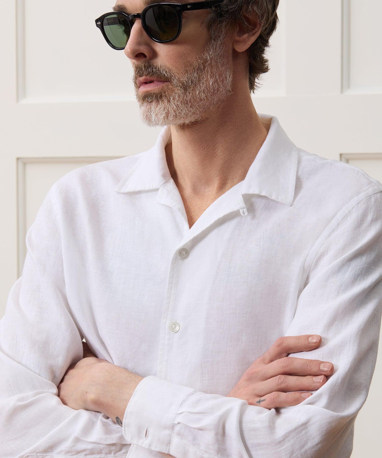 Cropped Sea Soft Irish Linen Camp Collar Shirt Product Image