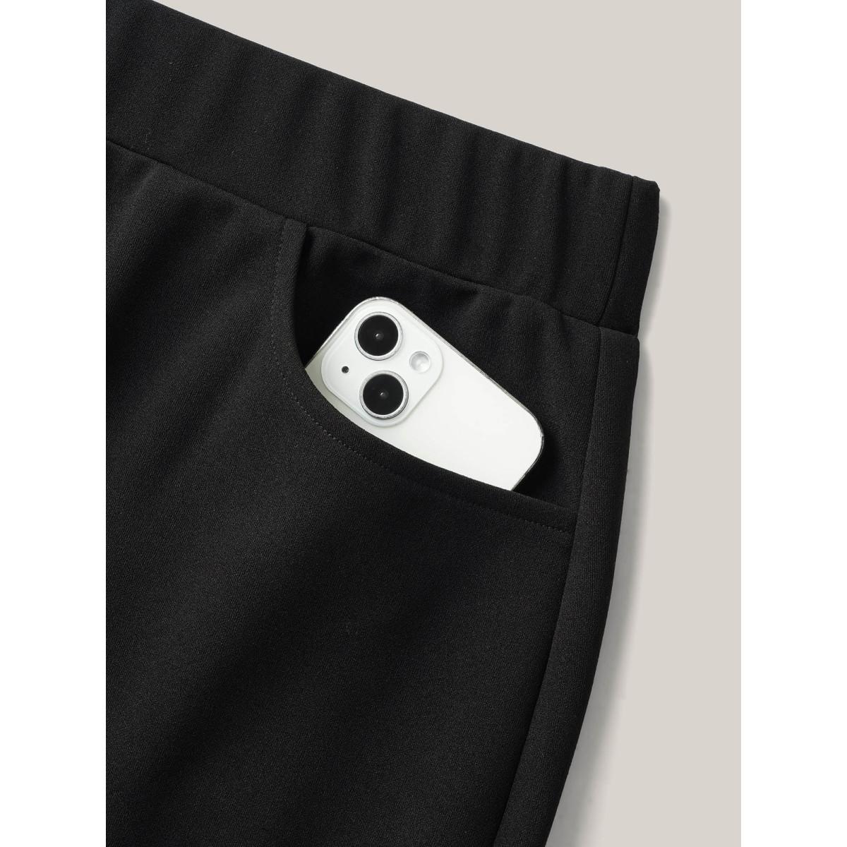 Plus Size Laser Cut Scalloped Fishtail Maxi Skirt Women Black Elegant Laser Bodycon Medium stretch Slanted pocket Everyday-Elegant Skirts BloomChic 14-16/1X Product Image