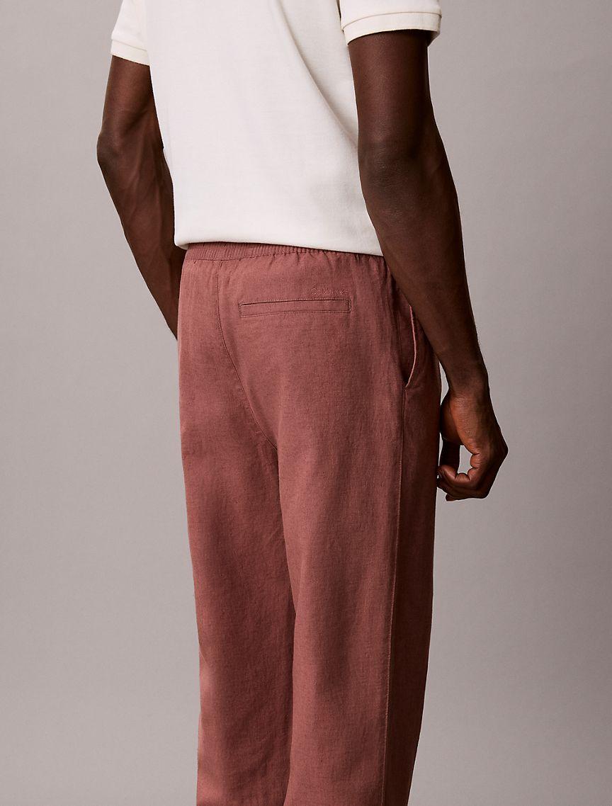 Linen Blend Pleated Pull-On Pants Product Image