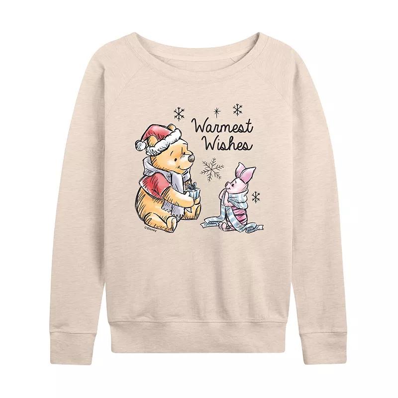 DIsney's Winnie The Pooh Piglet & Pooh Women's Warmest Wishes French Terry Long Sleeve Tee,  Product Image