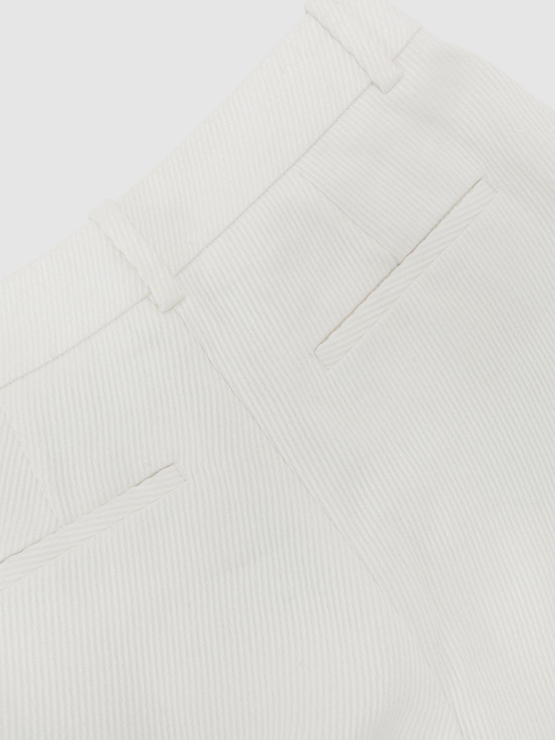 Linen-Blend Wide-Leg Trousers in White Product Image