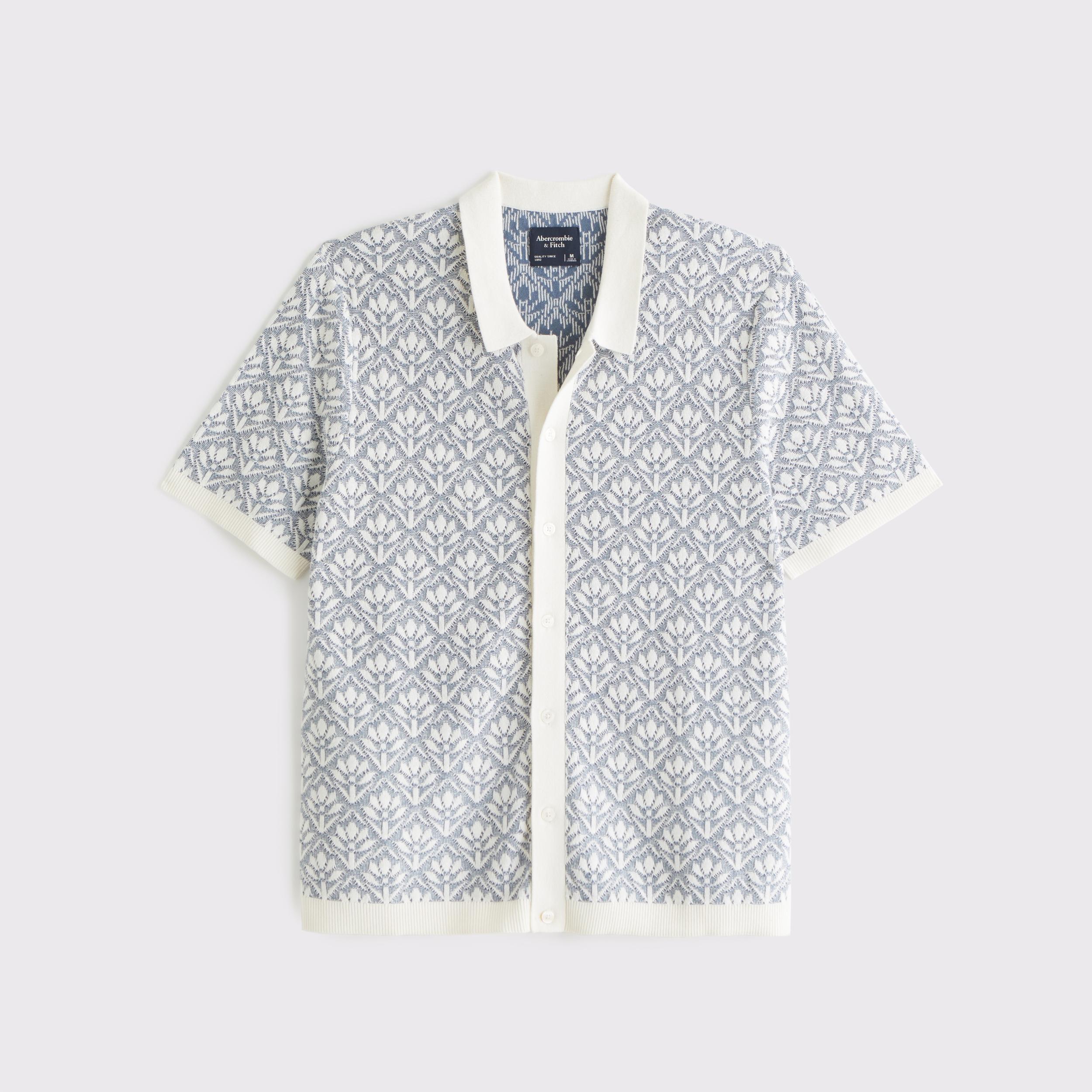 Jacquard Pattern Button-Through Sweater Polo Product Image