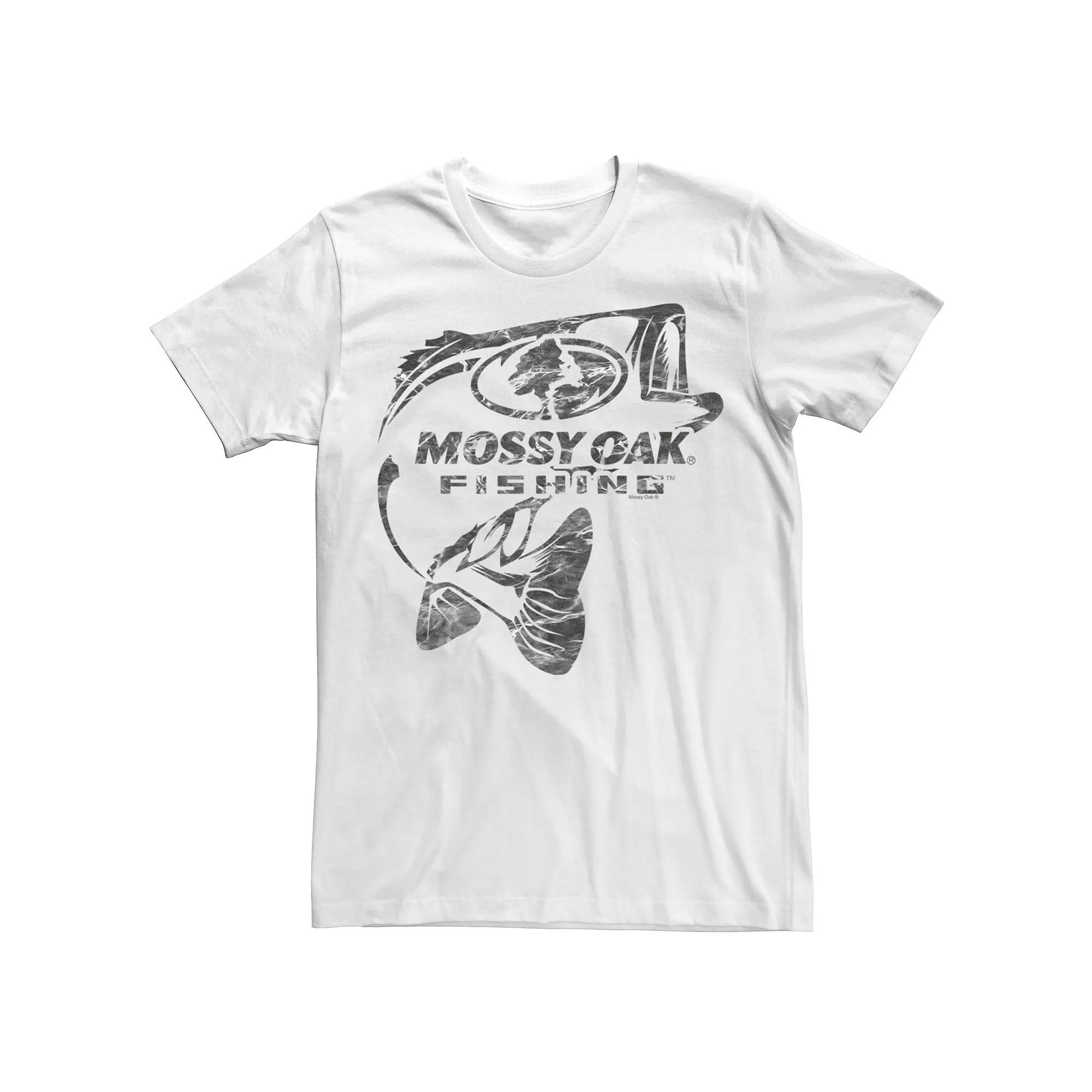 Men's Mossy Oak Fishing Bass Gray Water Surface Logo Graphic Tee,  Product Image