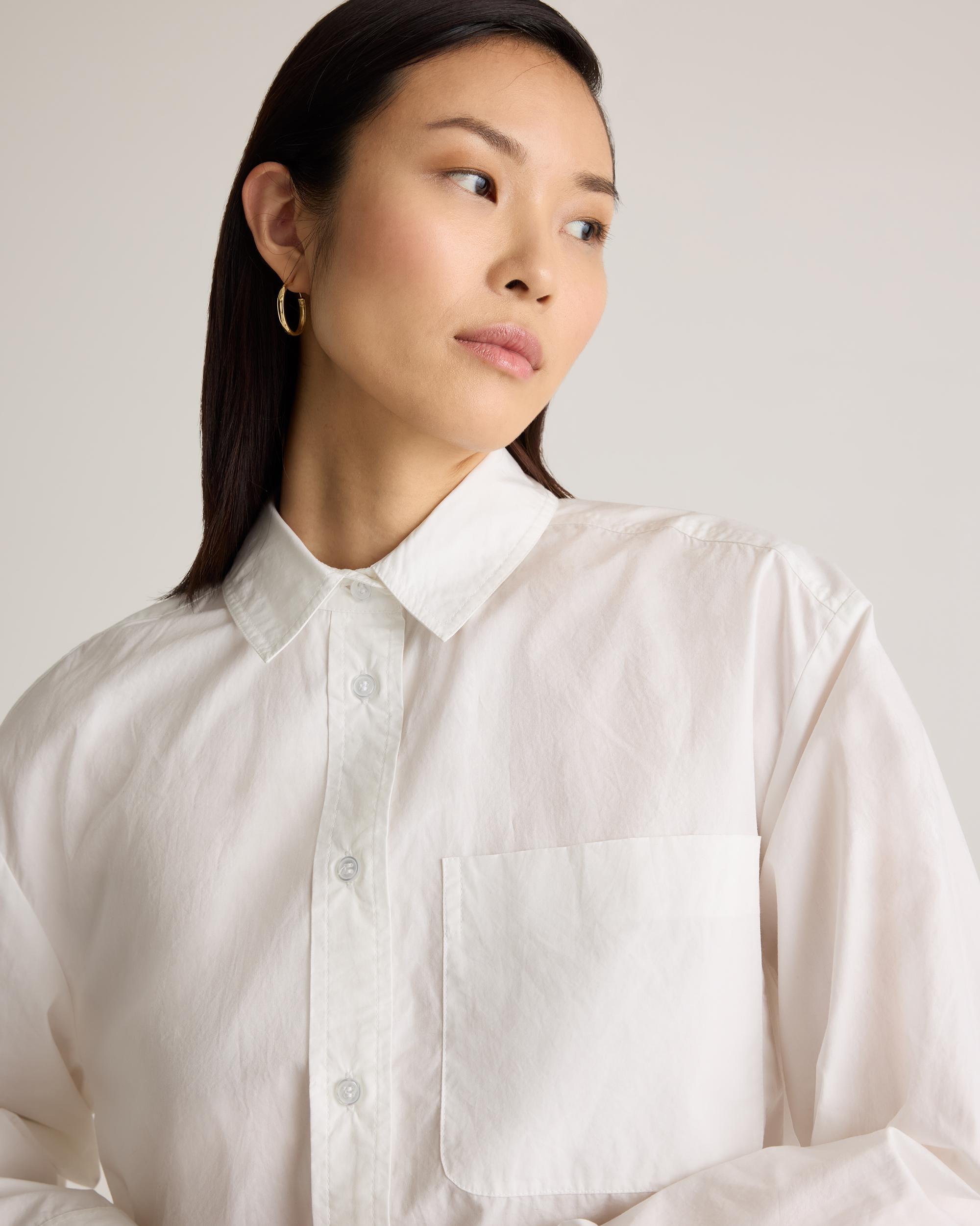 Quince | Women's Poplin Cropped Long Sleeve Shirt Organic Cotton Product Image