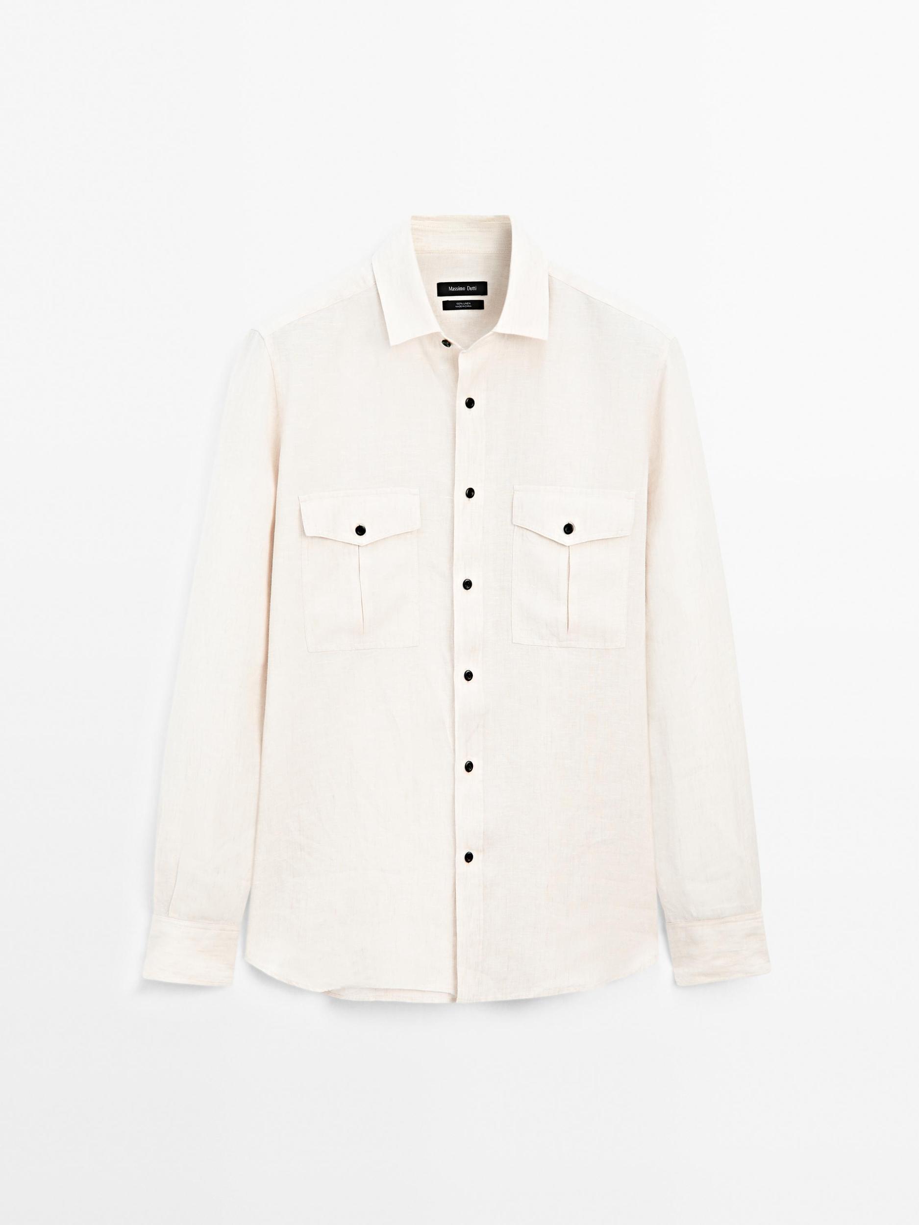 100% linen regular fit shirt Product Image