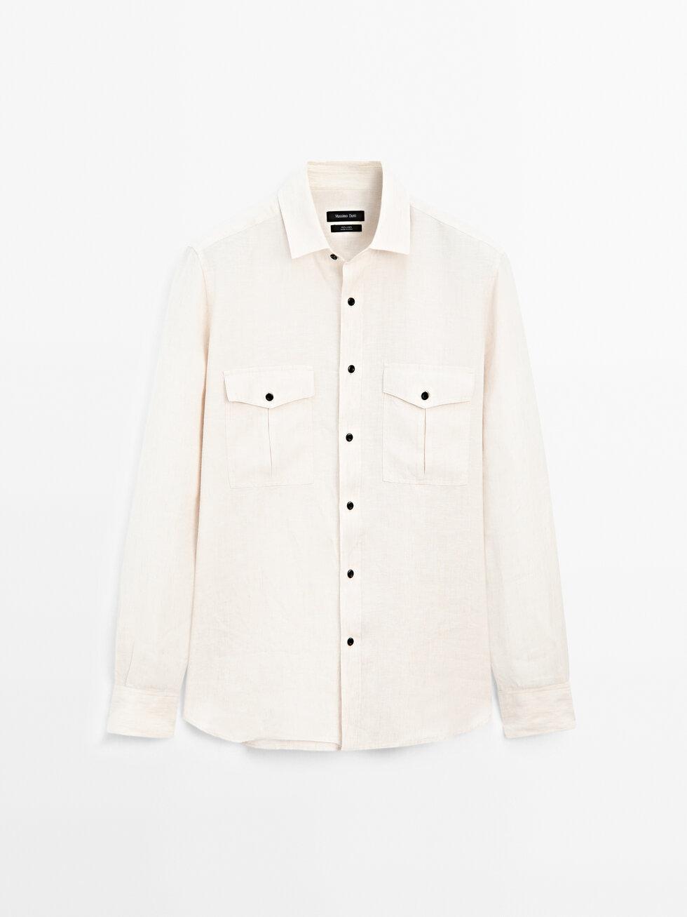 100% linen regular fit shirt Product Image