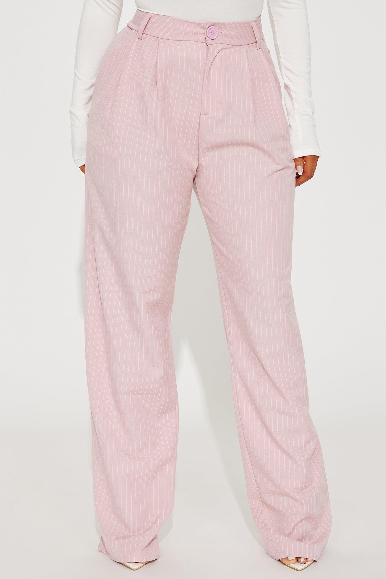 Wake You Up Pinstripe Trouser - Blush Product Image