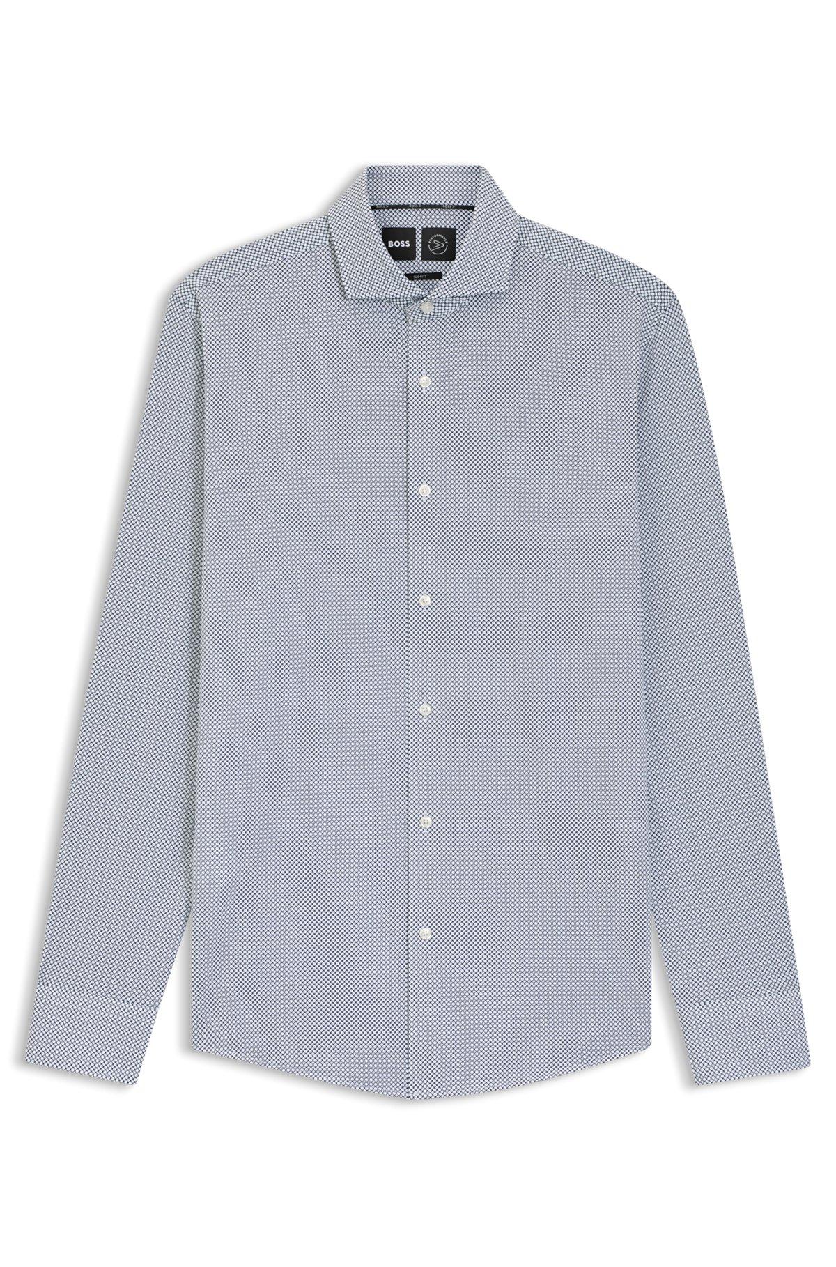 Printed slim-fit shirt in Italian-made performance-stretch jersey Product Image