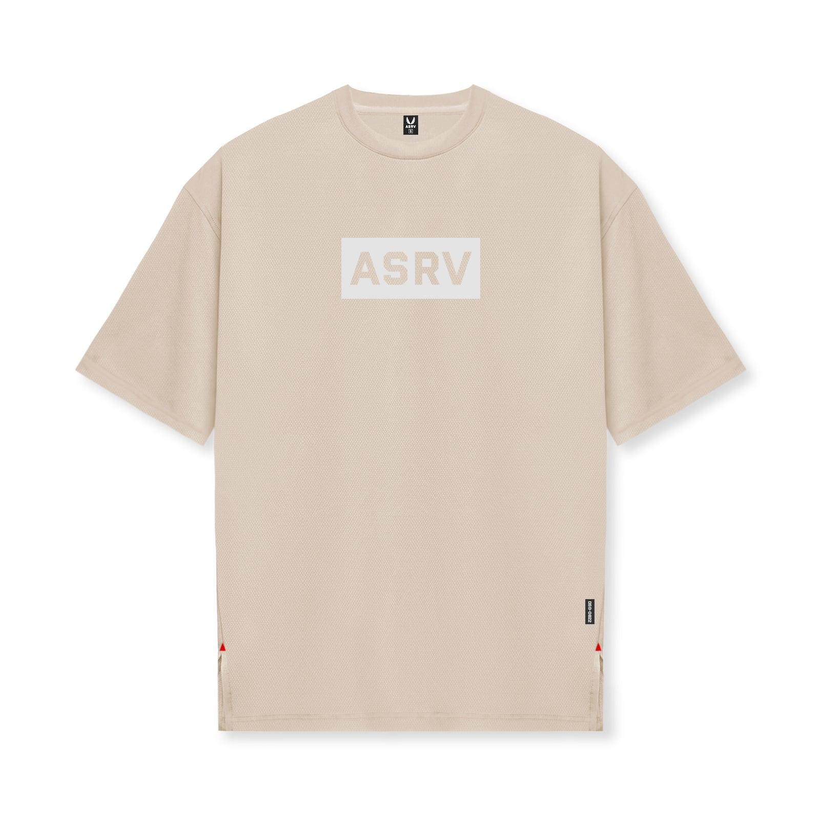 0822. AeroSilver® Oversized Tee - Beige "Box Logo" Male Product Image