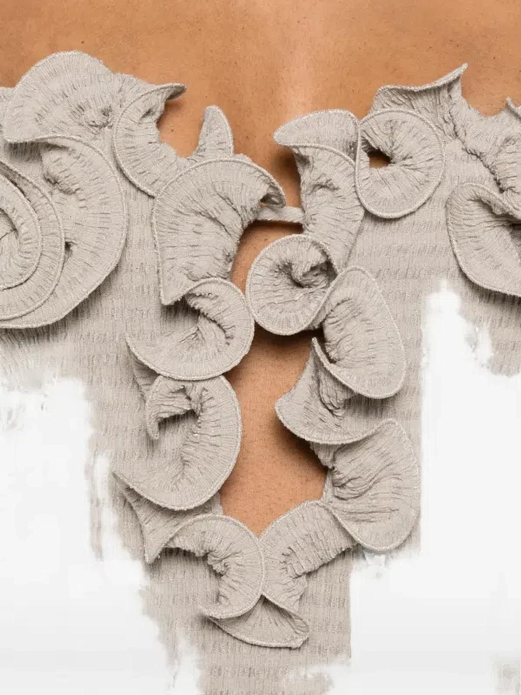MAGDA BUTRYM Floral-appliquéd Crepe Mini Dress In Neutral Product Image