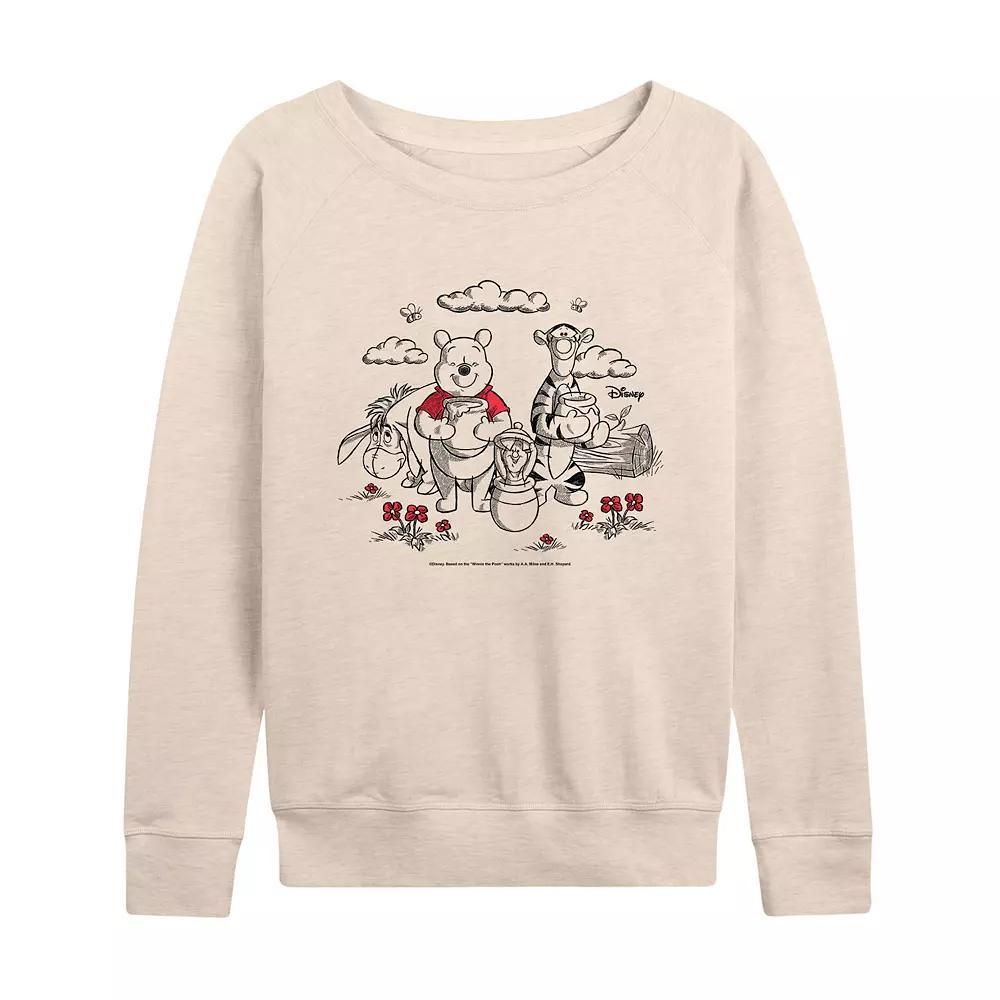 Disney's Winnie the Pooh Women's Character Group French Terry Long Sleeve Tee, Girl's,  Product Image