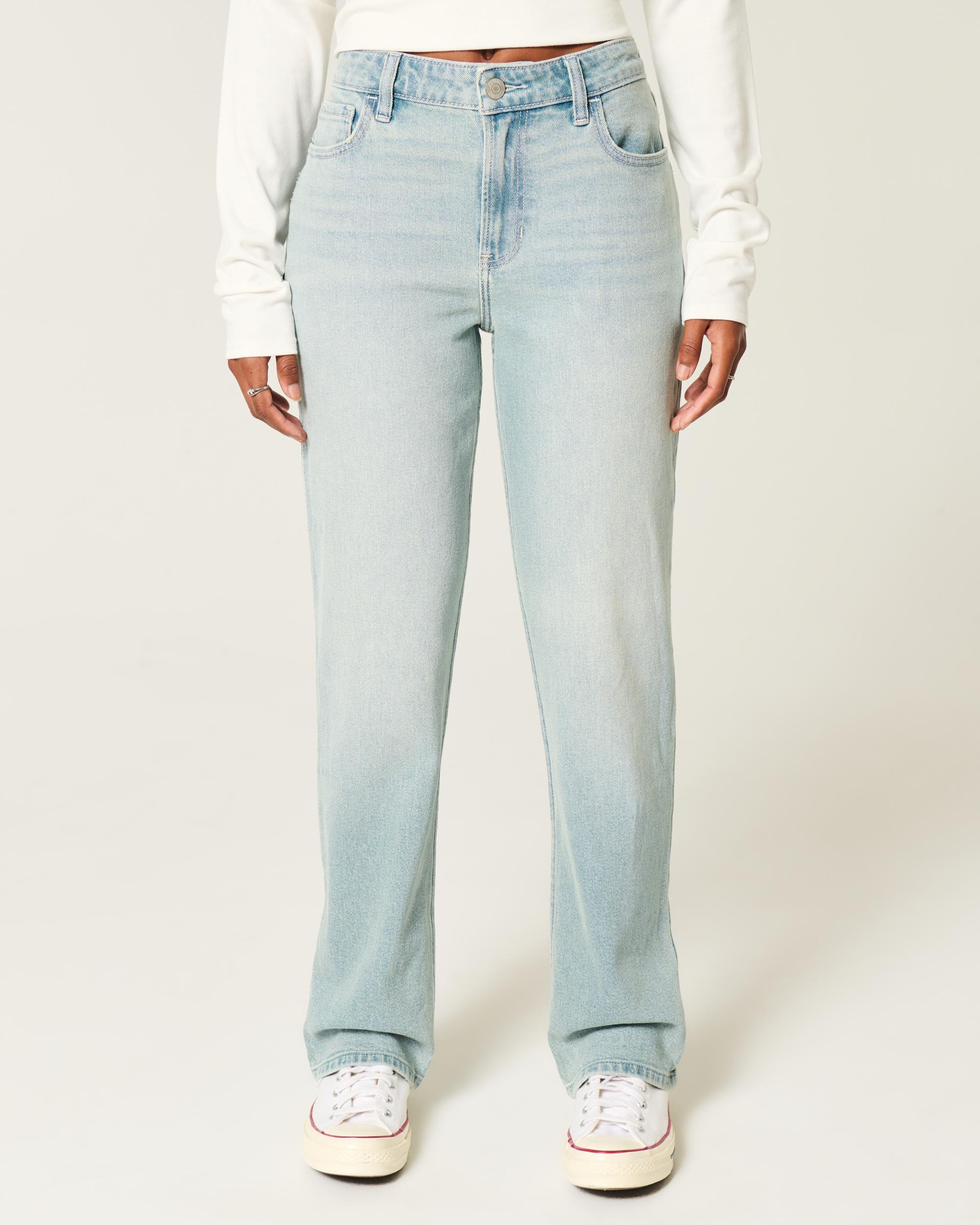 High-Rise Light Wash Straight Jeans Product Image