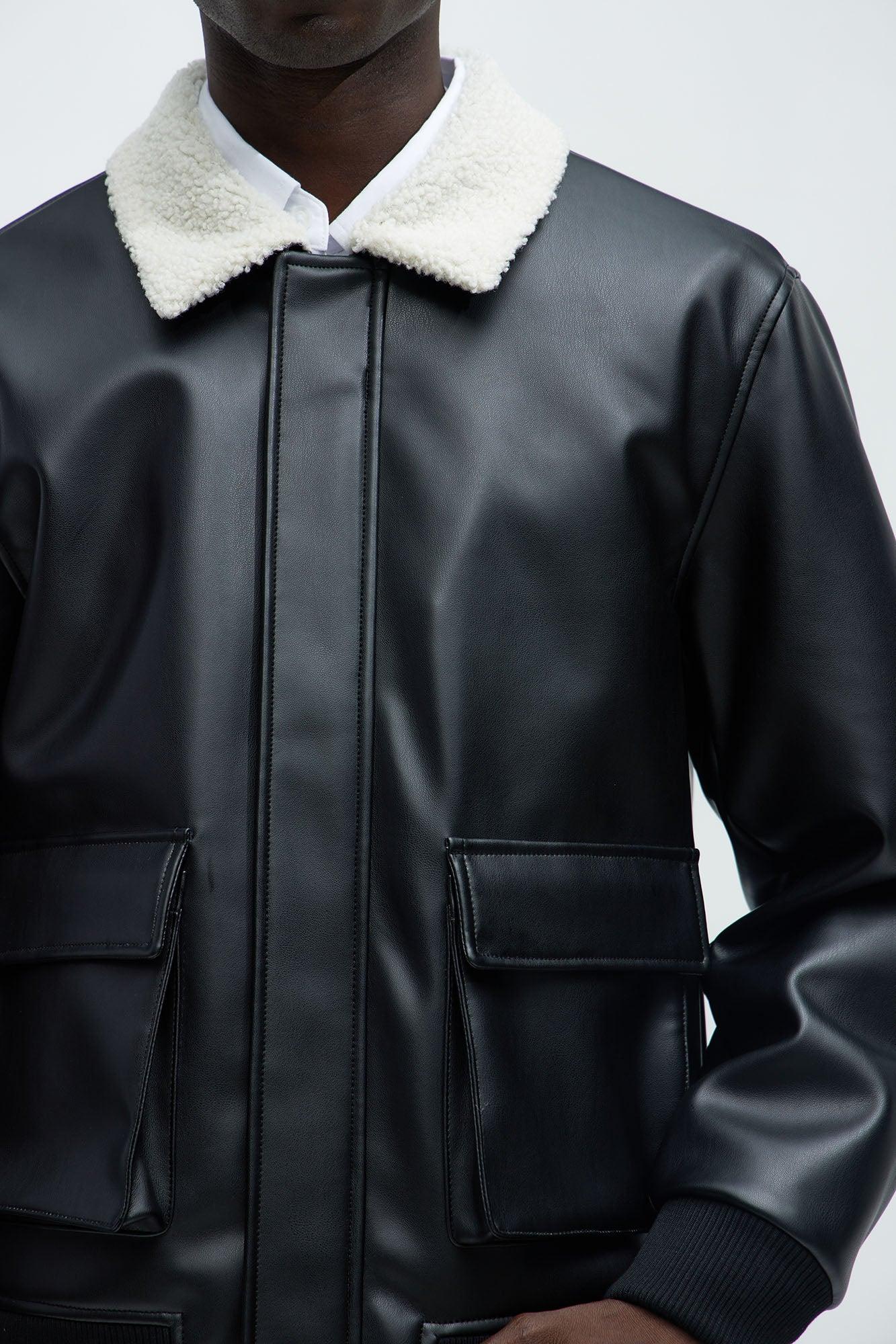 Baldwin Faux Sherpa Leather Jacket - Black Product Image