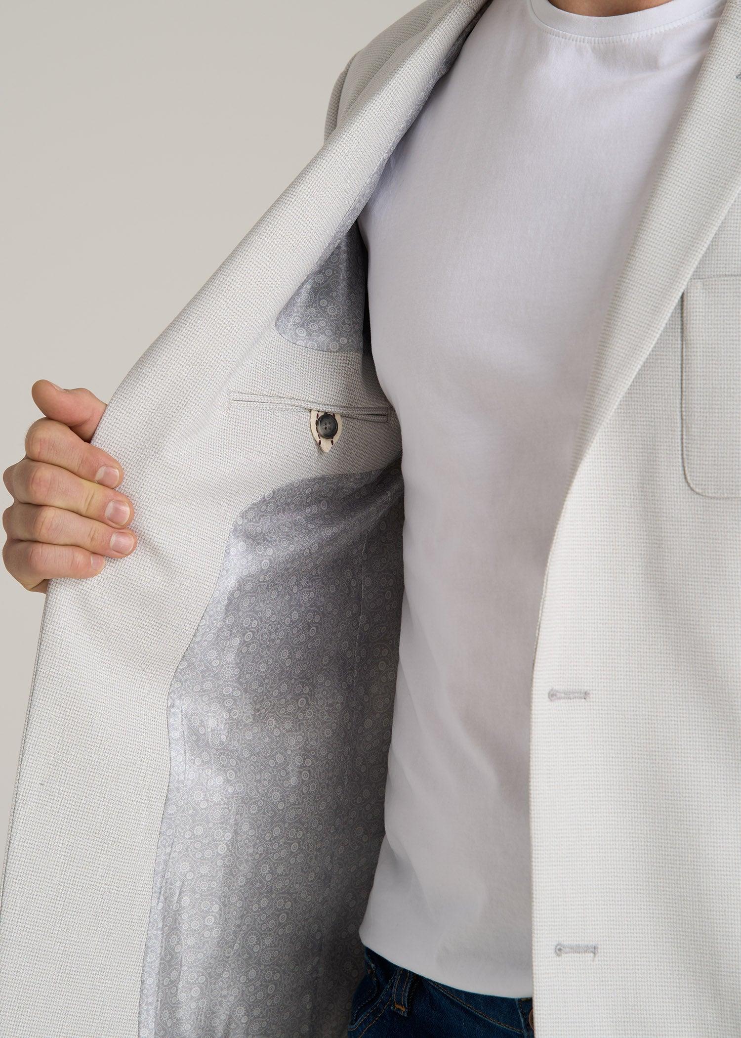 Core Blazer for Tall Men in Light Grey Houndstooth Male Product Image