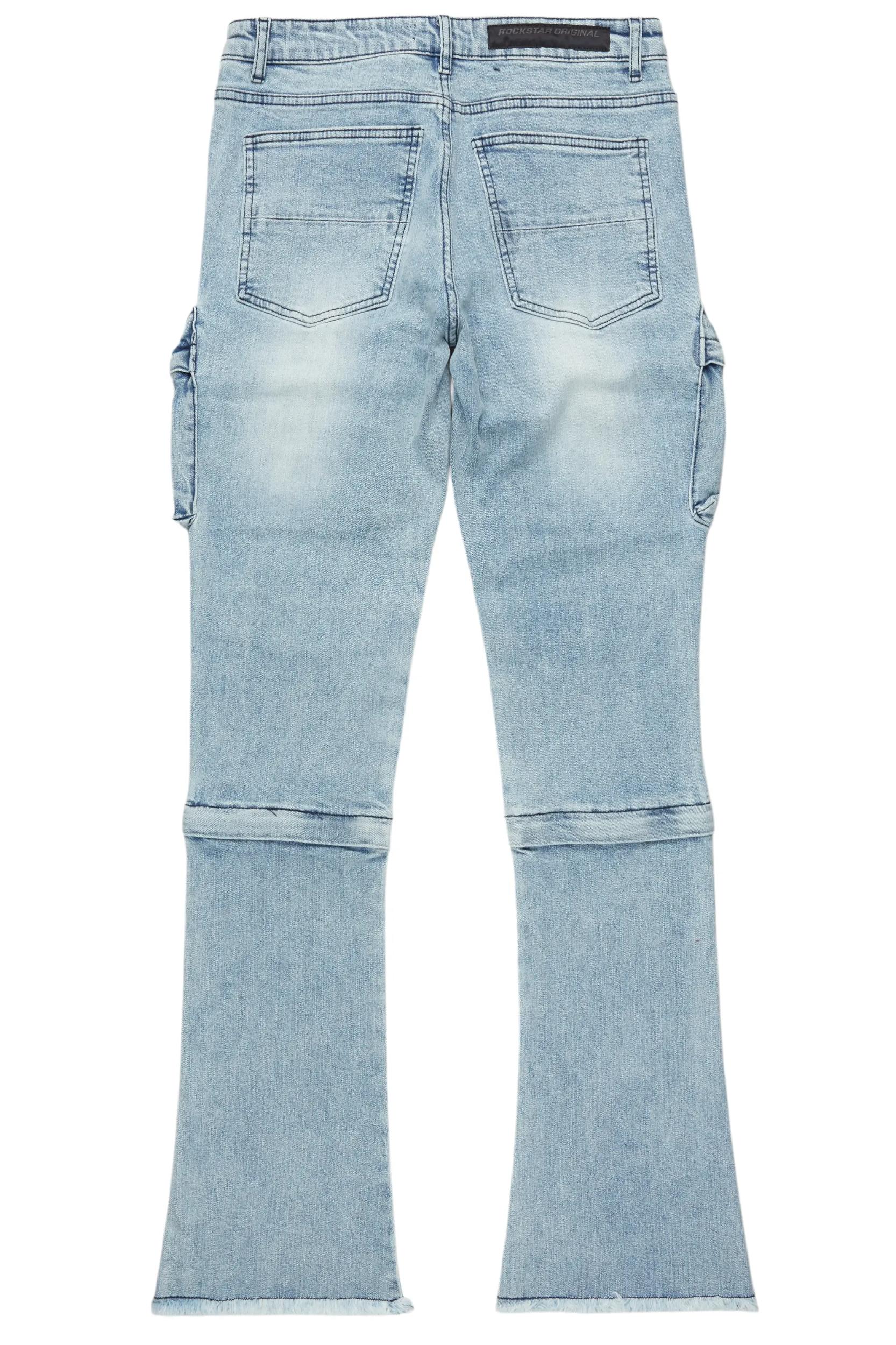Jan Blue Stacked Flare Cargo Jean Male Product Image