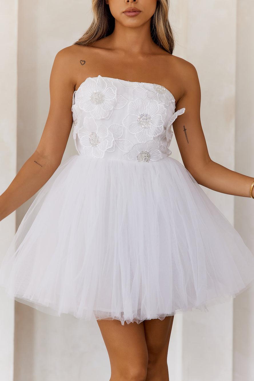 Princess Luxe Tulle Strapless Mini Dress White Product Image