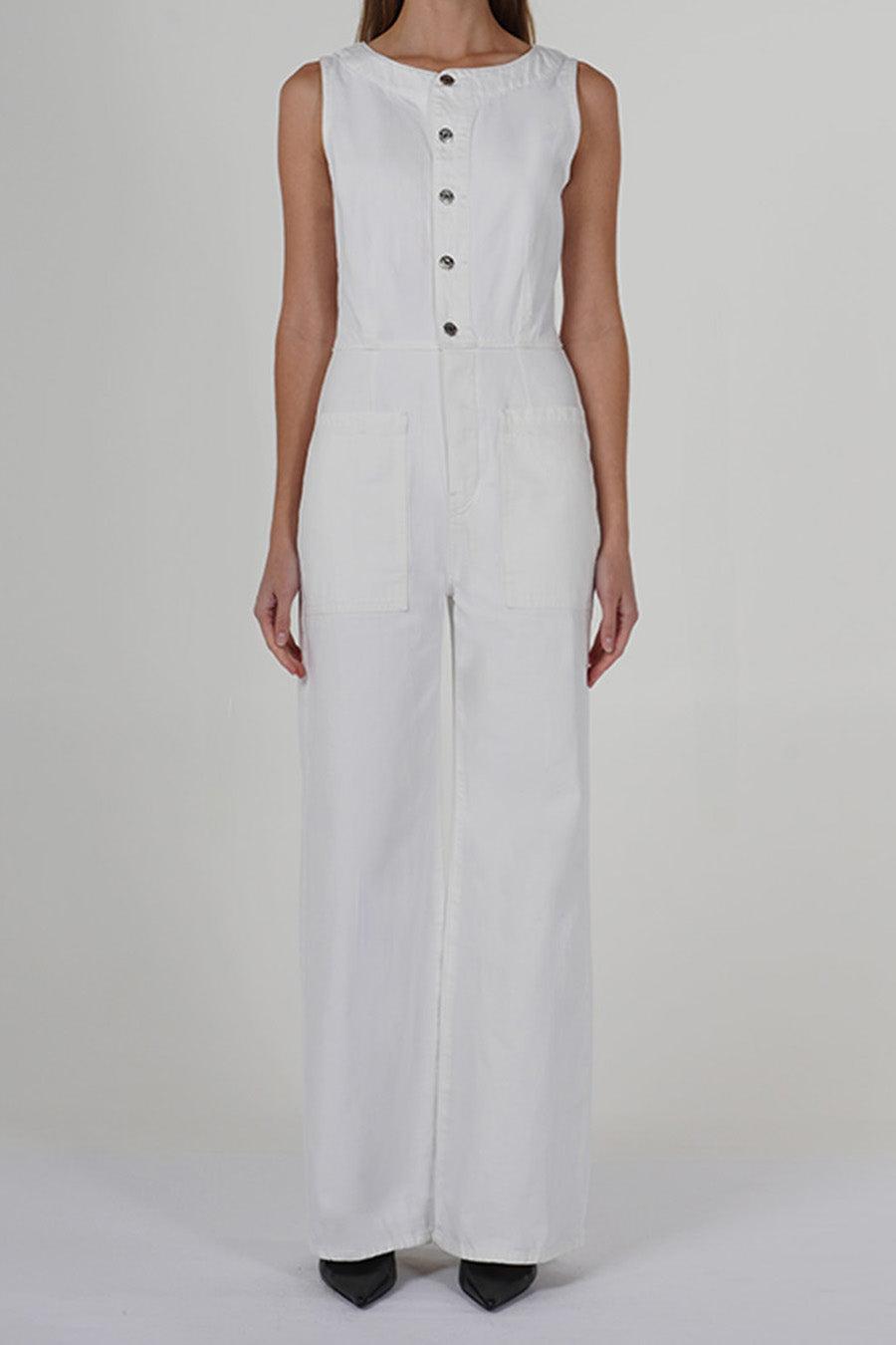 Callahan Wide Leg Jumpsuit - Vintage White Product Image
