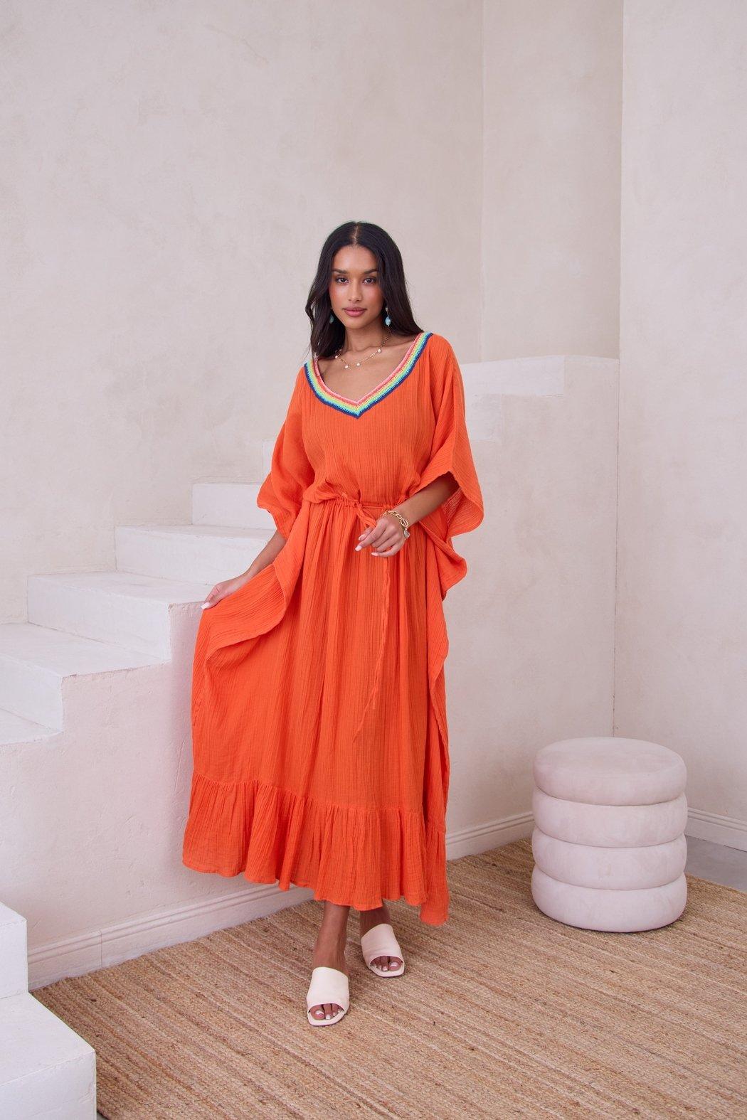 Crochet Rainbow Kaftan Maxi Product Image