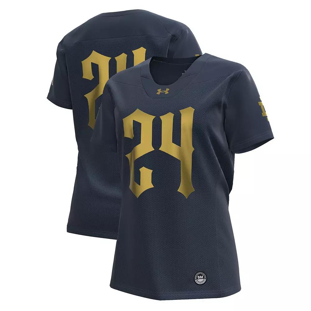 Women's Under Armour Navy Notre Dame Fighting Irish 2024 Shamrock Series Replica Jersey,  Product Image