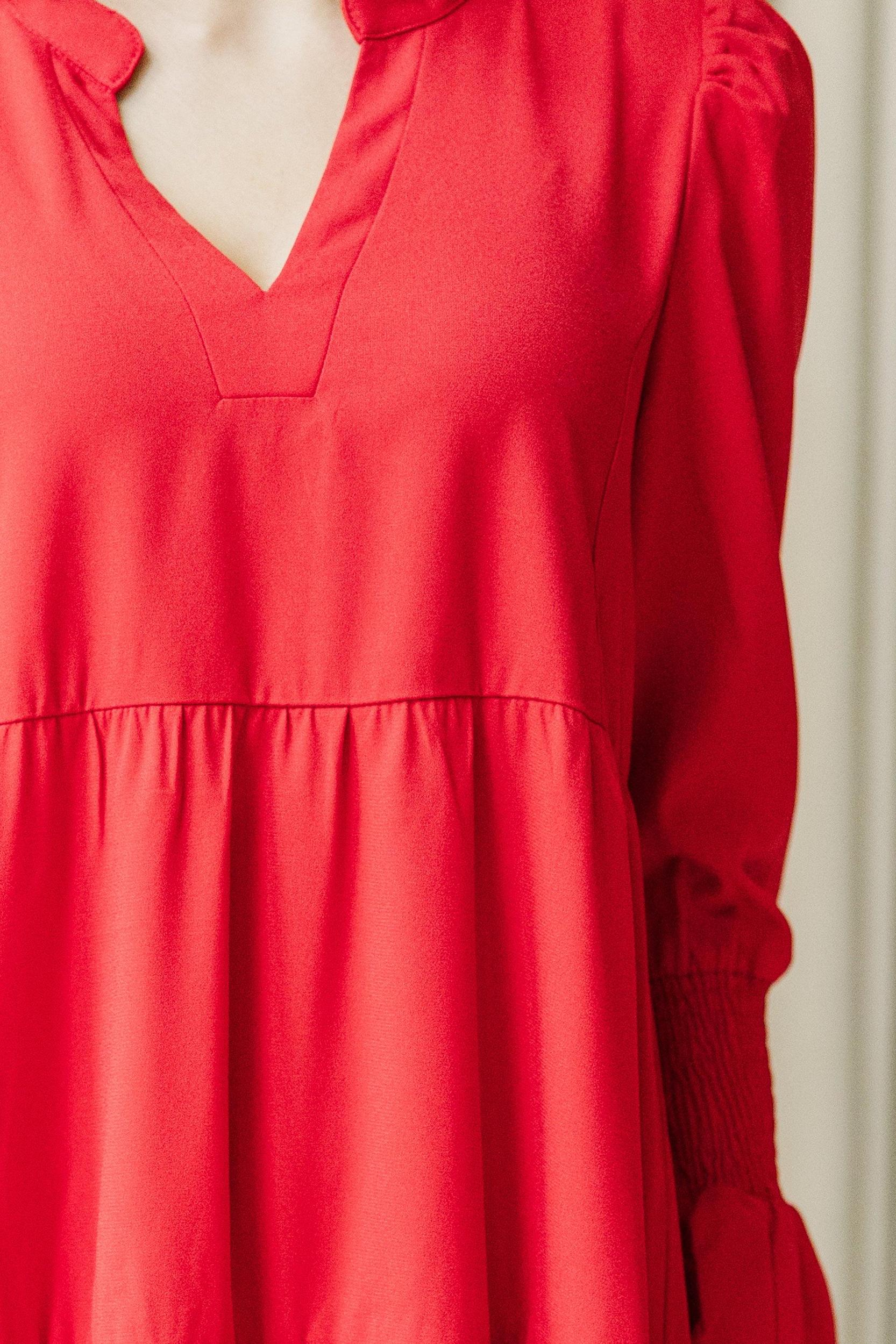 What A Surprise Red Ruffled Midi Dress Female Product Image