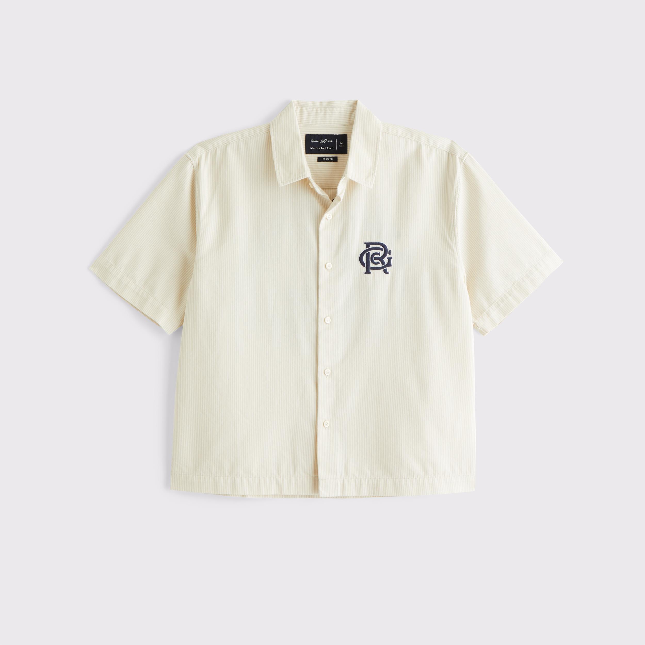 Short-Sleeve Cropped Random Golf Club Button-Up Shirt Product Image