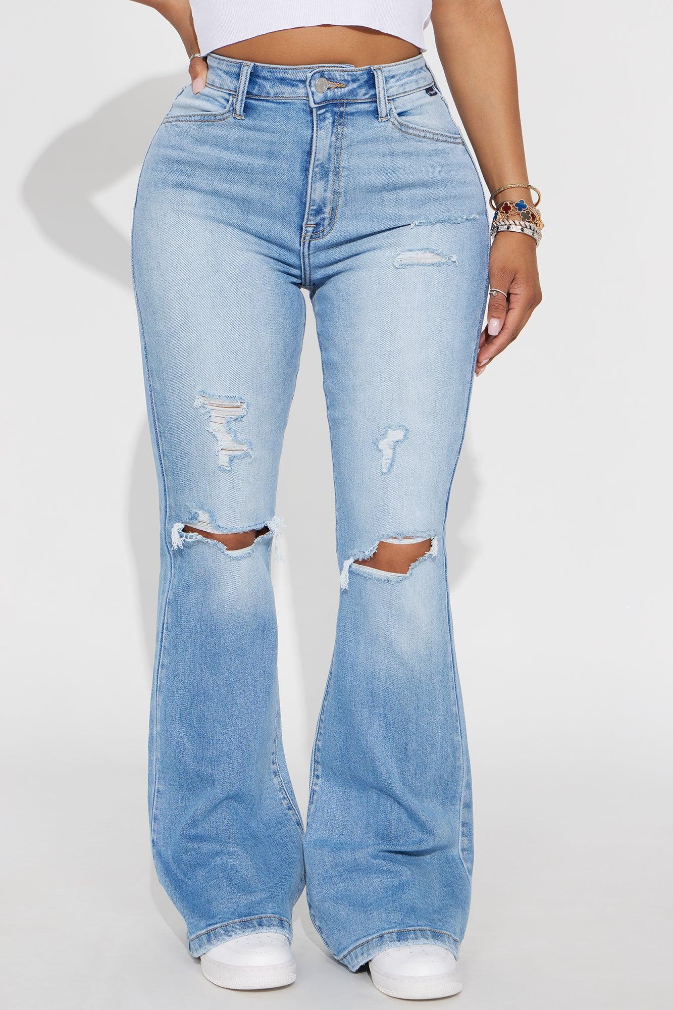 Lovefest Ripped Flare Jeans - Light Wash Female Product Image