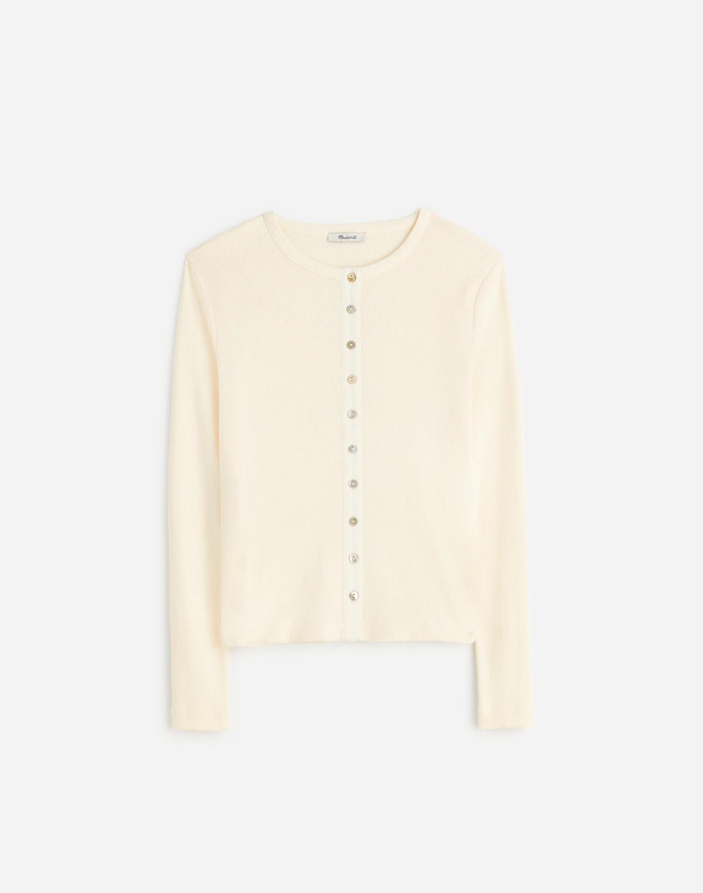 Garment-Dyed Ribbed Cardigan Tee Product Image