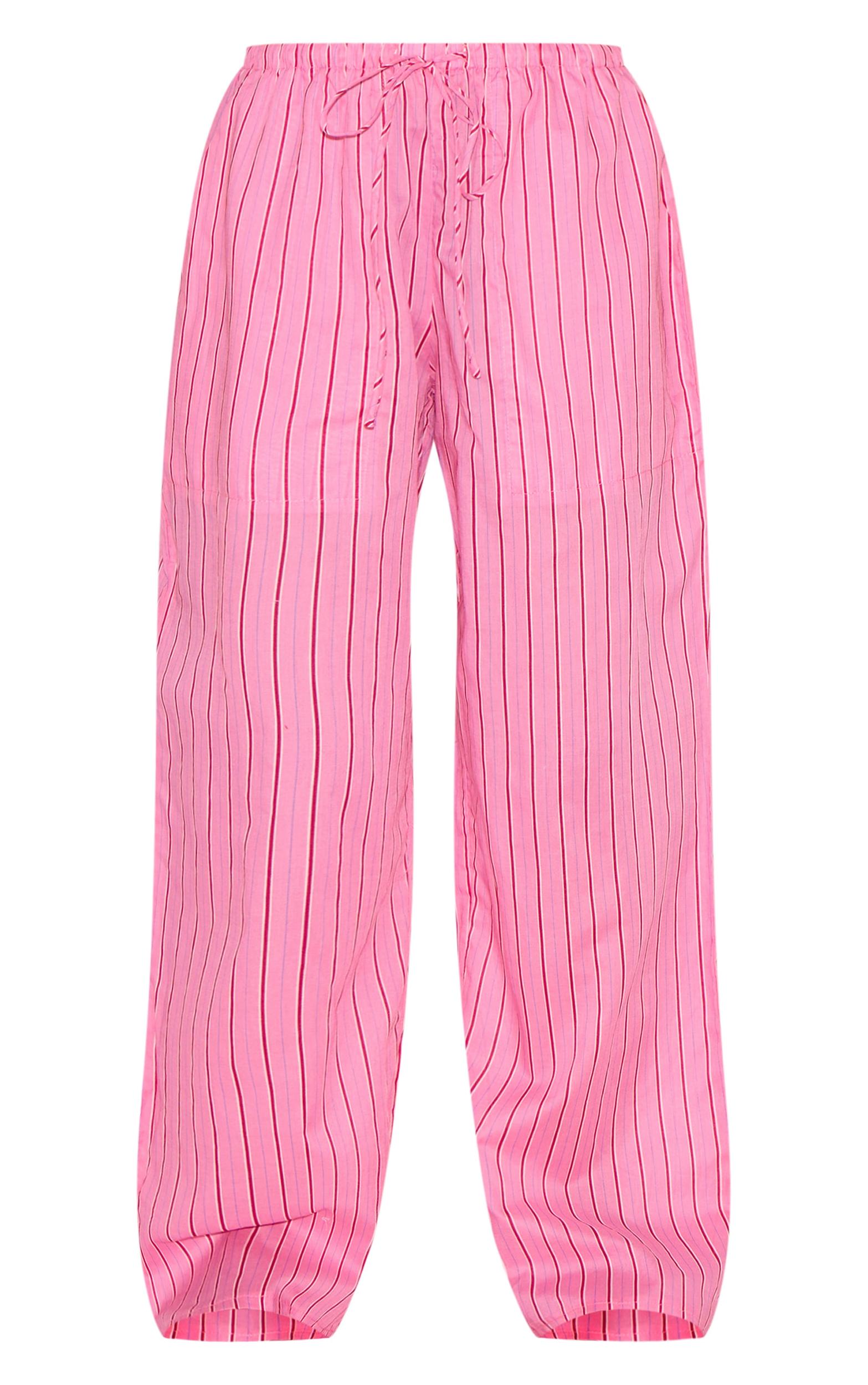 Petite Pink Pinstripe Woven Drawstring Waist Pants Product Image