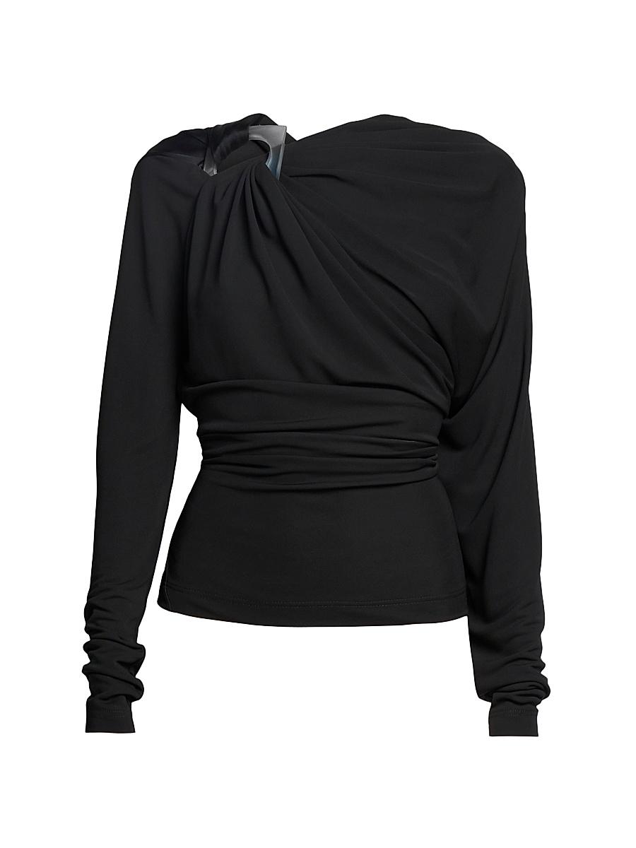 Womens Draped Jersey Long-Sleeve Top Product Image